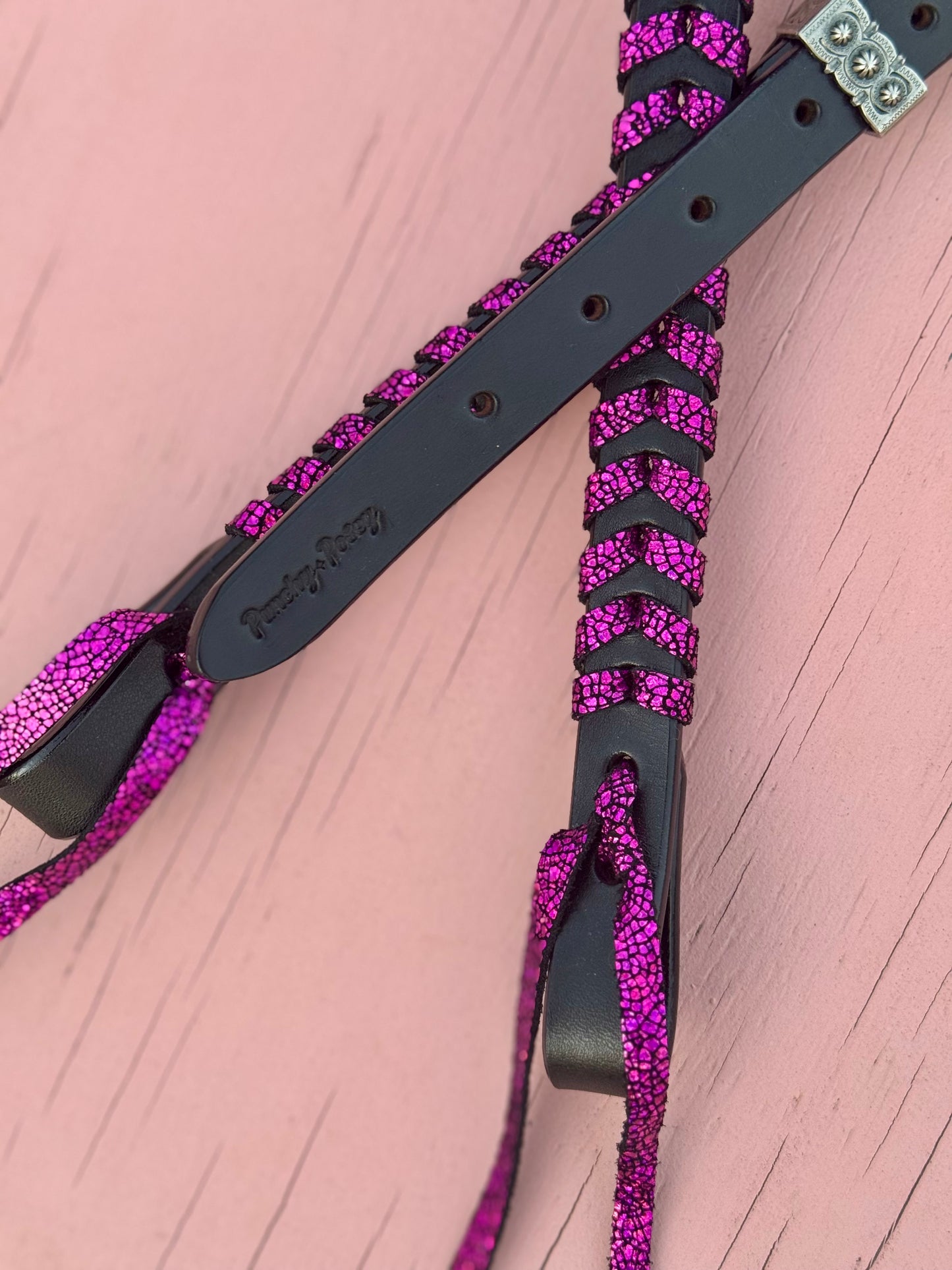 Black Pink Laced Headstall