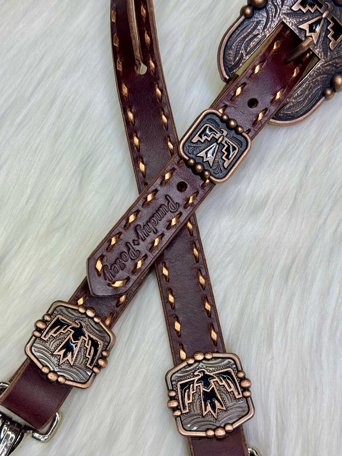 Copper Black Thunderbird Headstall