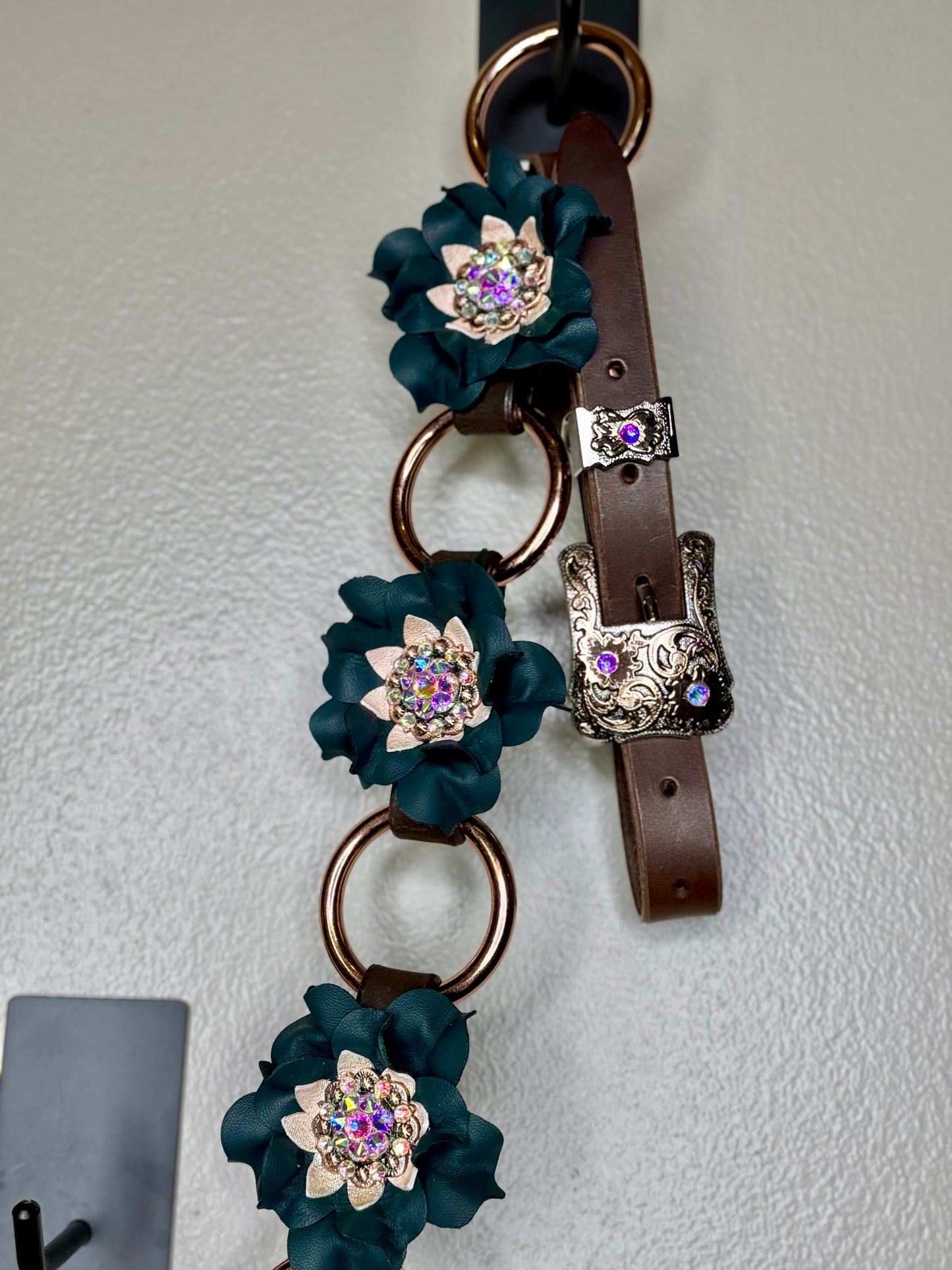Forest Green Rose Gold Posey Ring Breast Collar