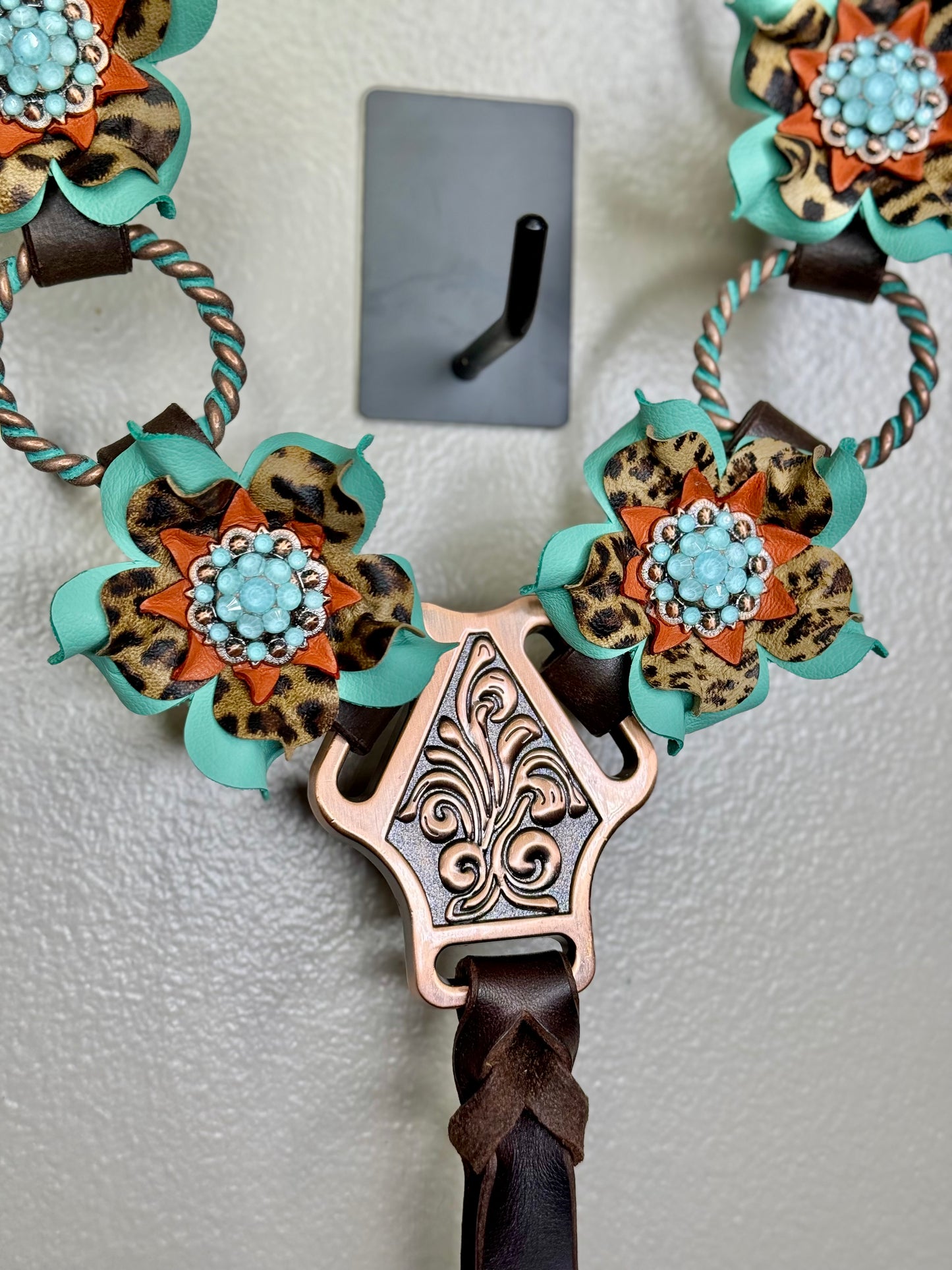 Turquoise Cheetah Posey Ring Breast Collar