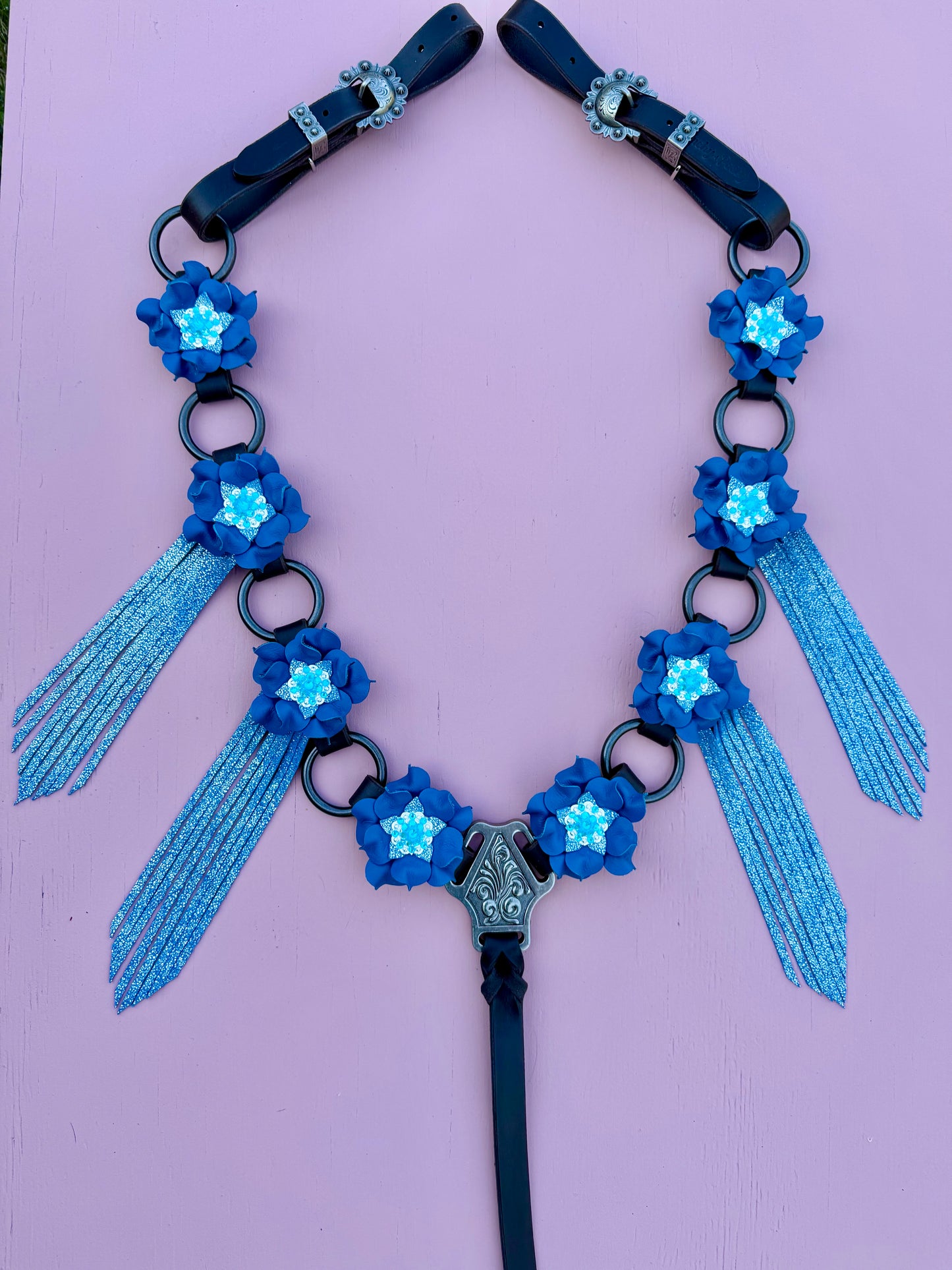 Blue Fringe Ring Breast Collar