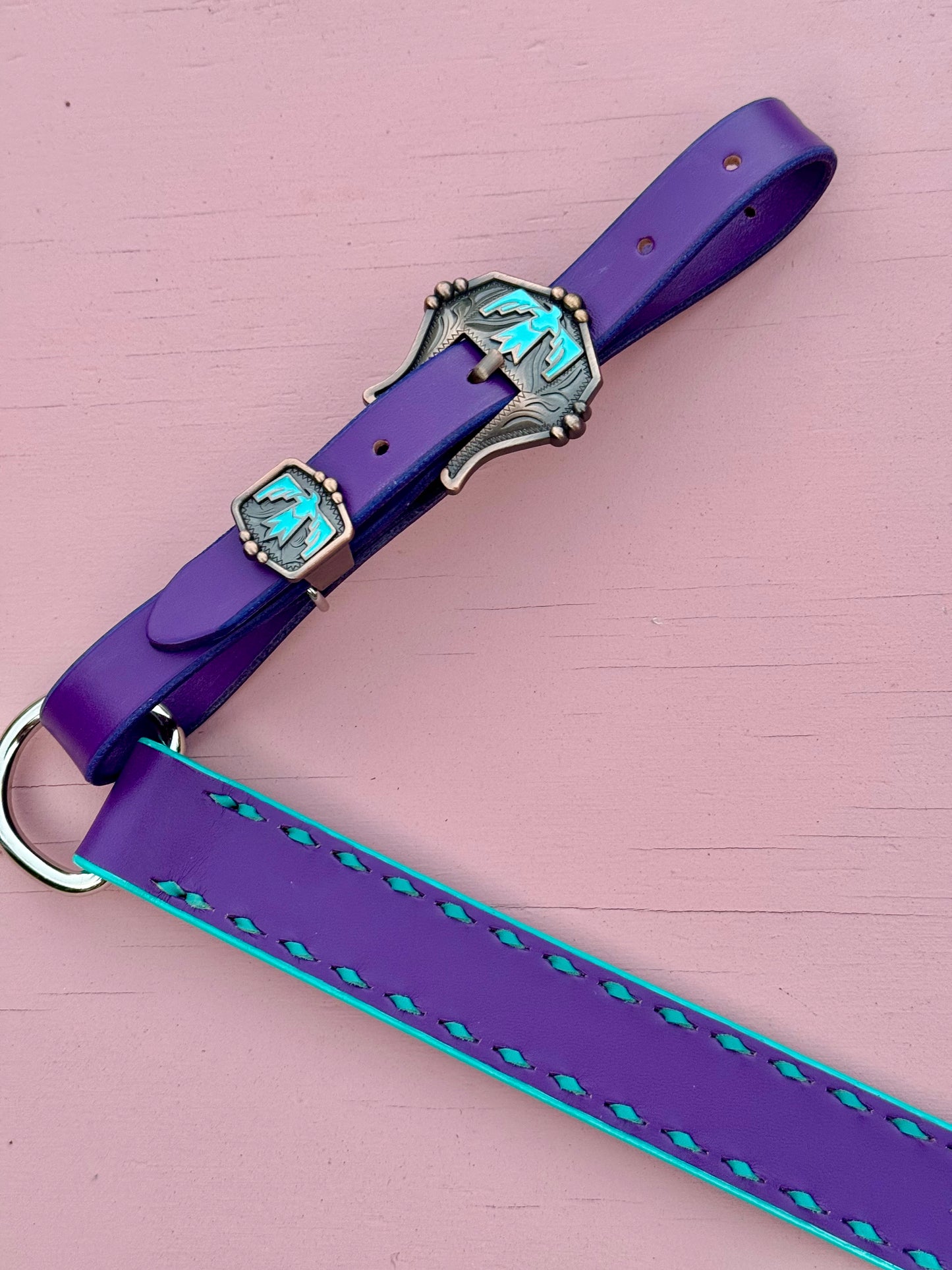 Purple & Turquoise Thunderbird Headstall