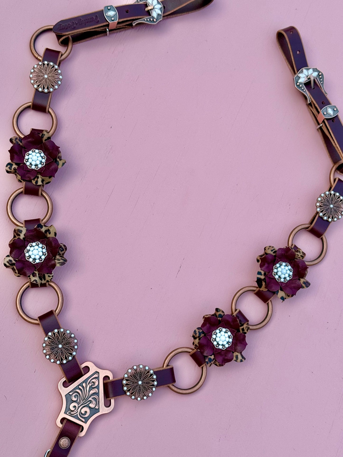 Maroon Cheetah Ring Breast Collar