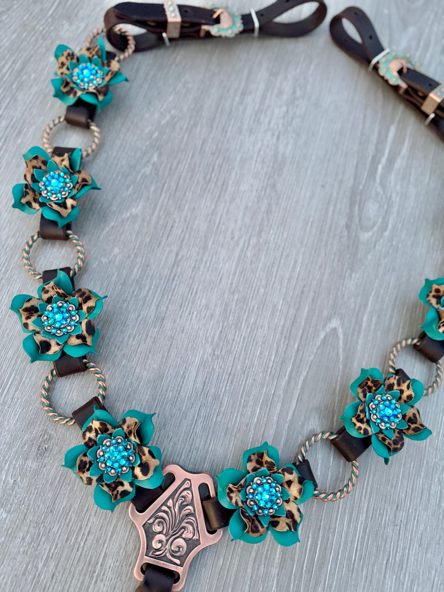 Dark Turquoise Cheetah Ring Breast Collar