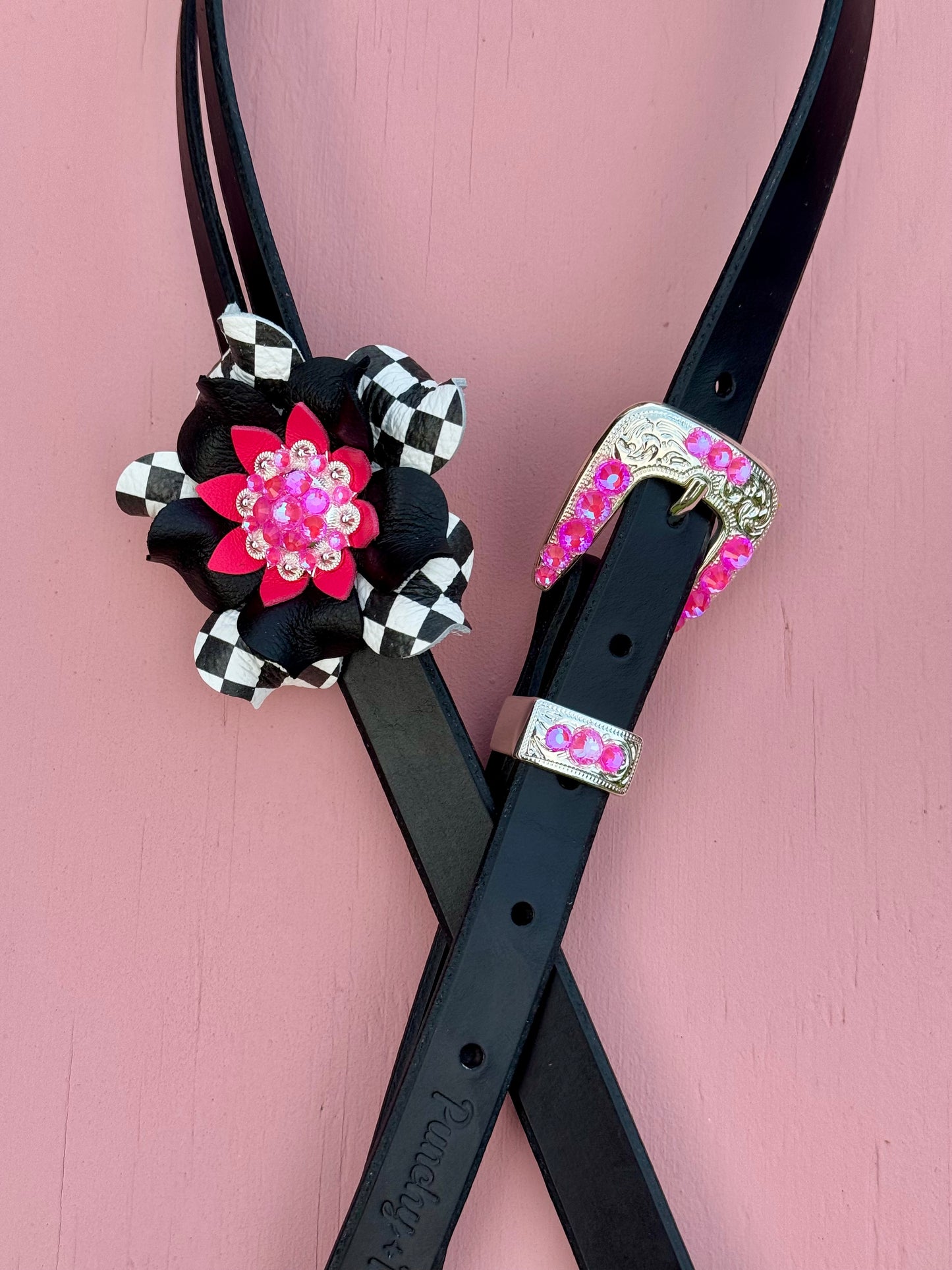 Pink Checker Headstalls