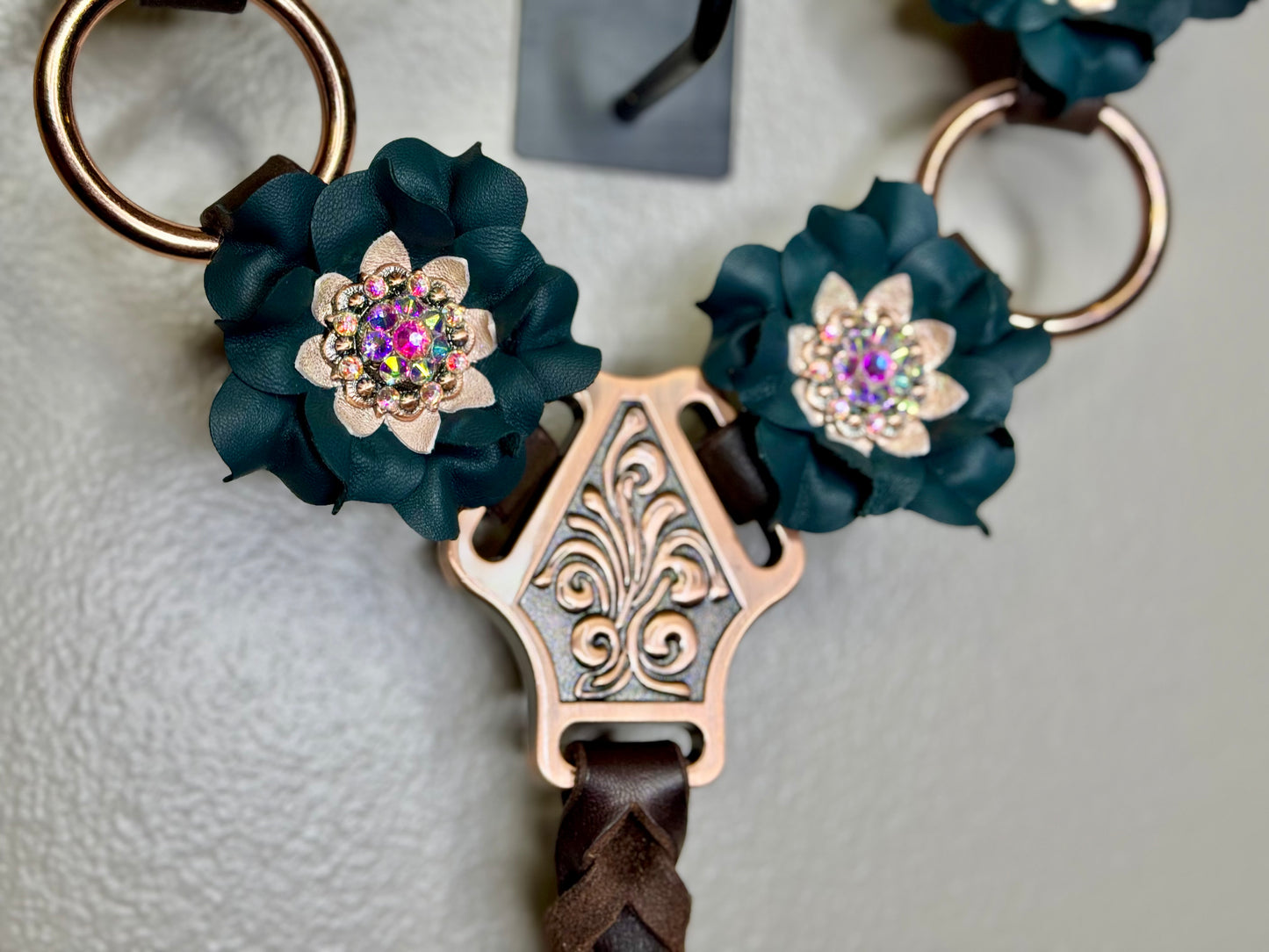 Forest Green Rose Gold Posey Ring Breast Collar