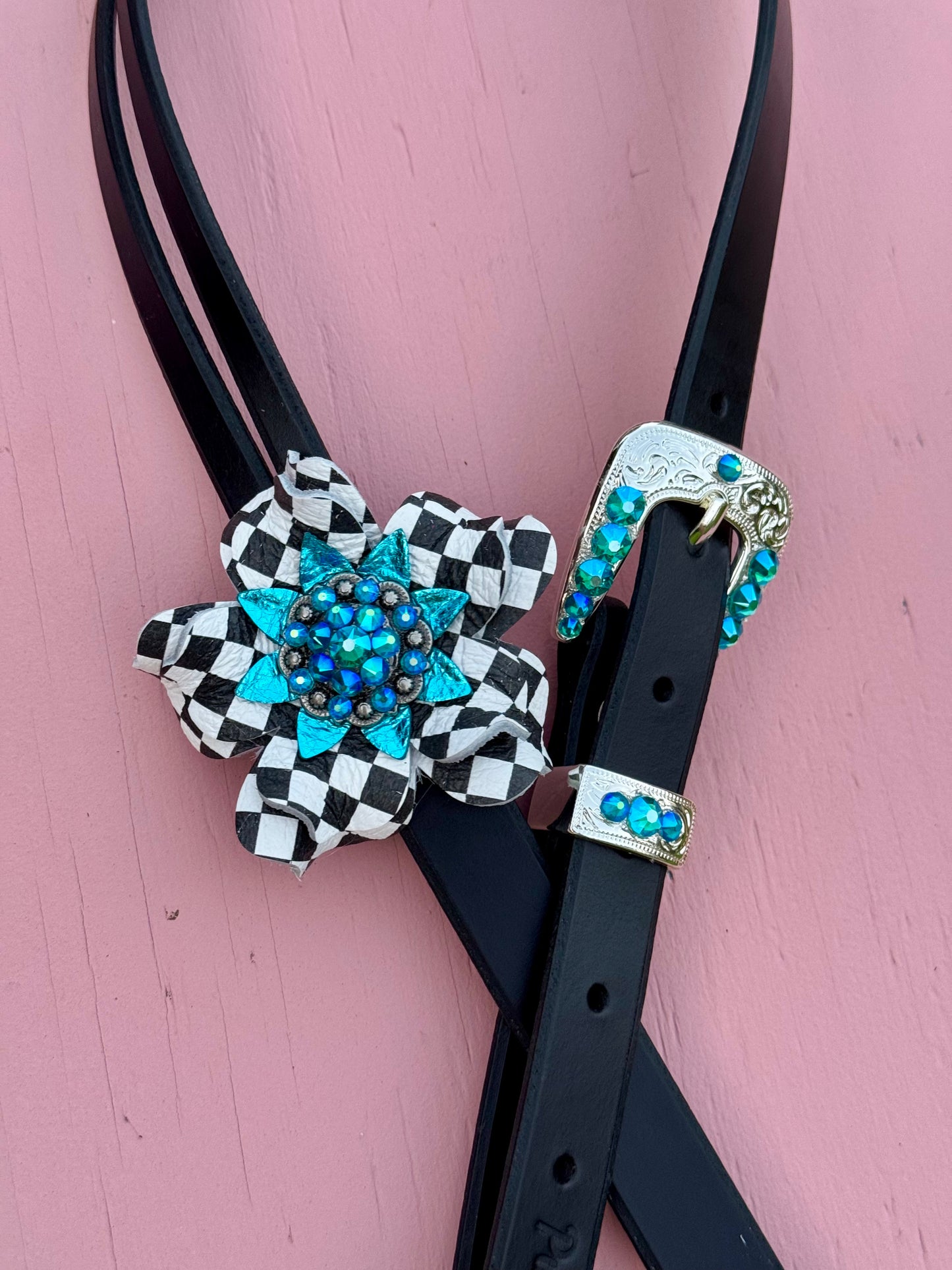 Turquoise Checker Ring Breast Collar