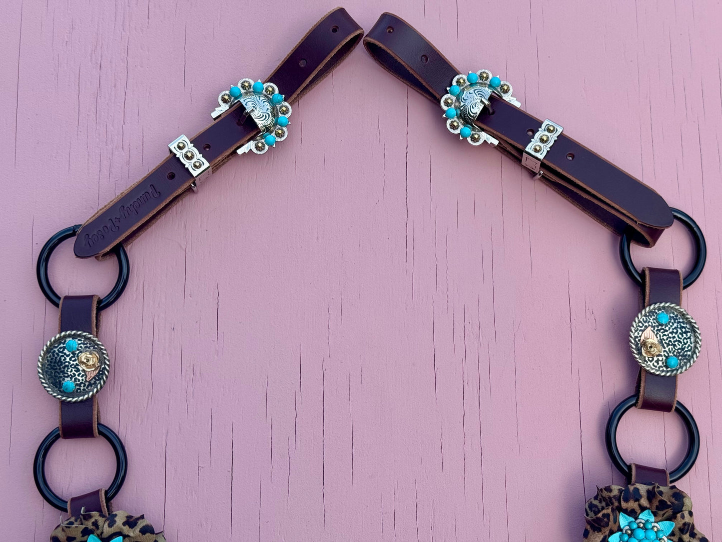 Cheetah Rowdy Rose Concho Ring Breast Collar