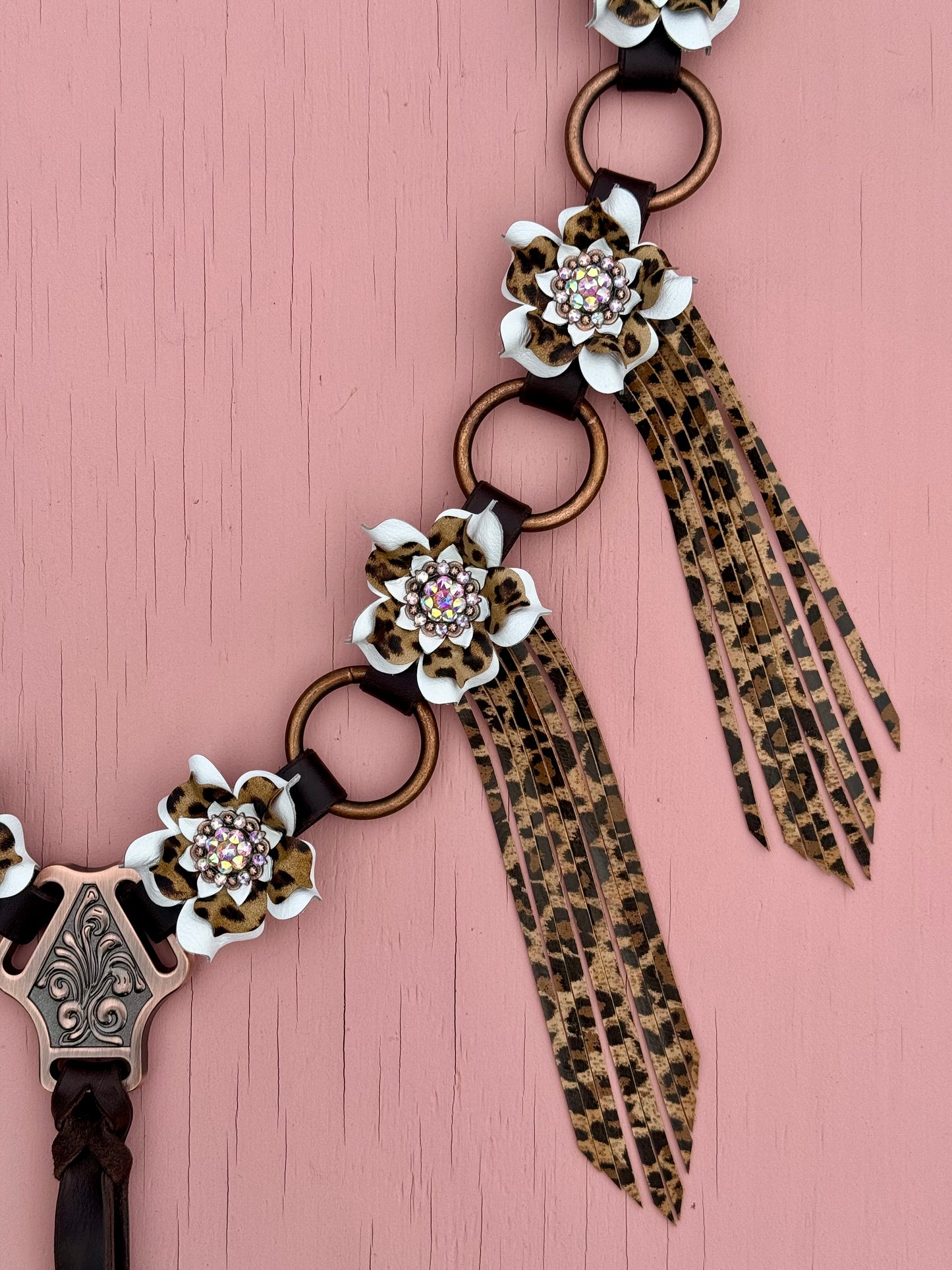 White Cheetah Ring Breast Collar