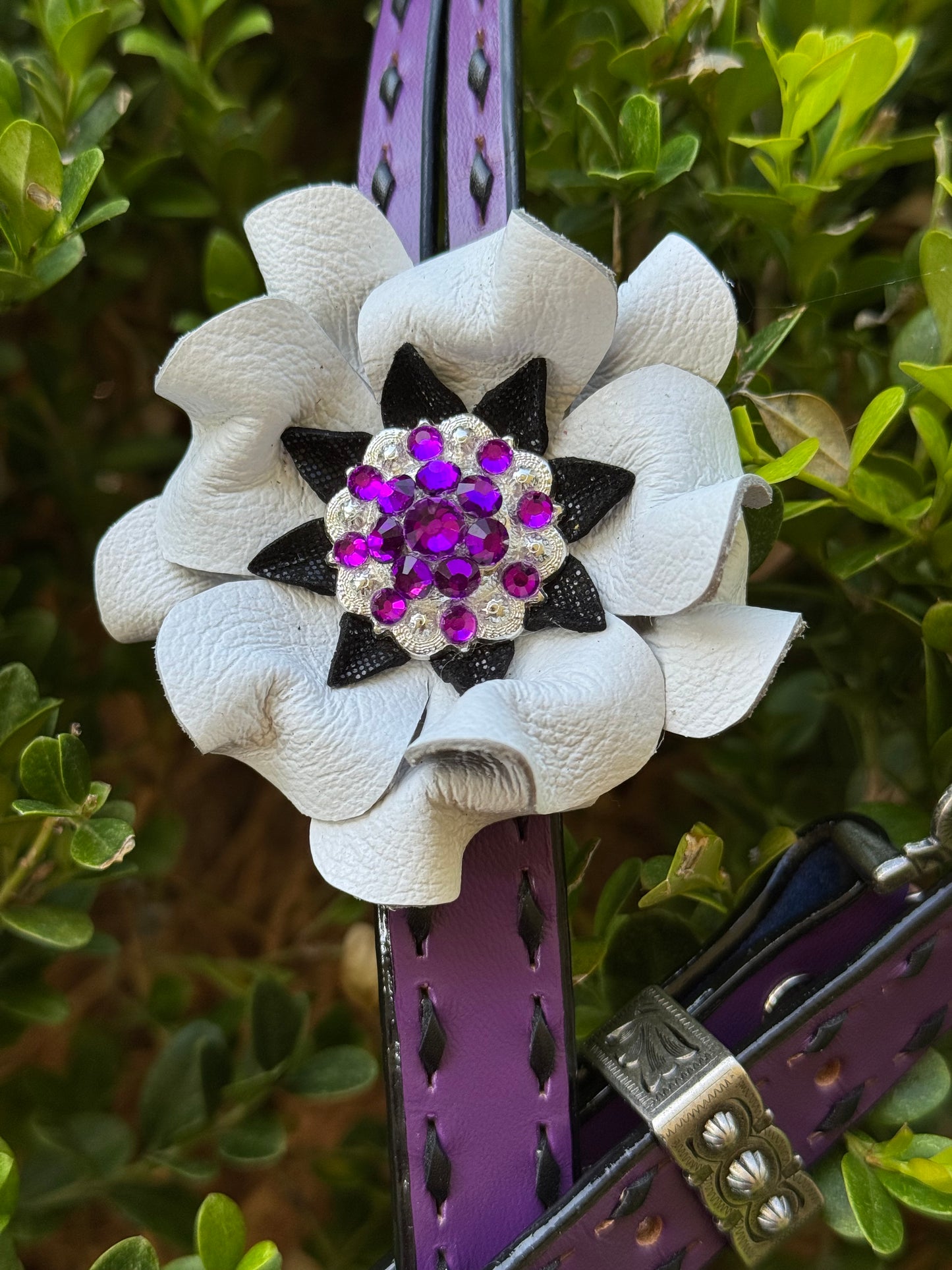 Purple Headstall White Posey