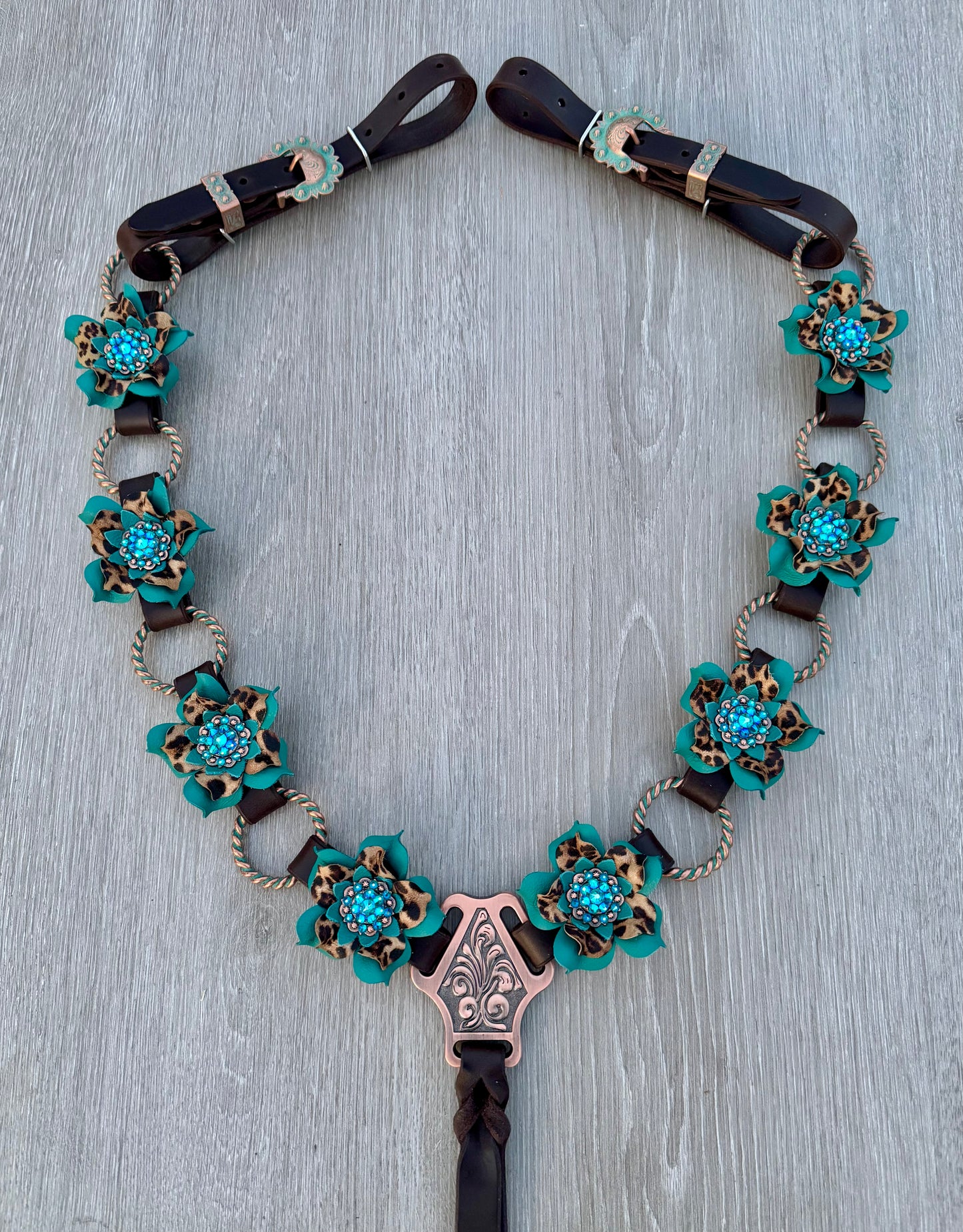 Dark Turquoise Cheetah Ring Breast Collar