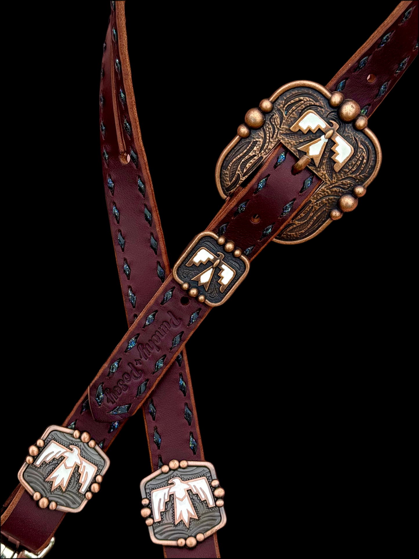 Black Glitter Thunderbird Headstall