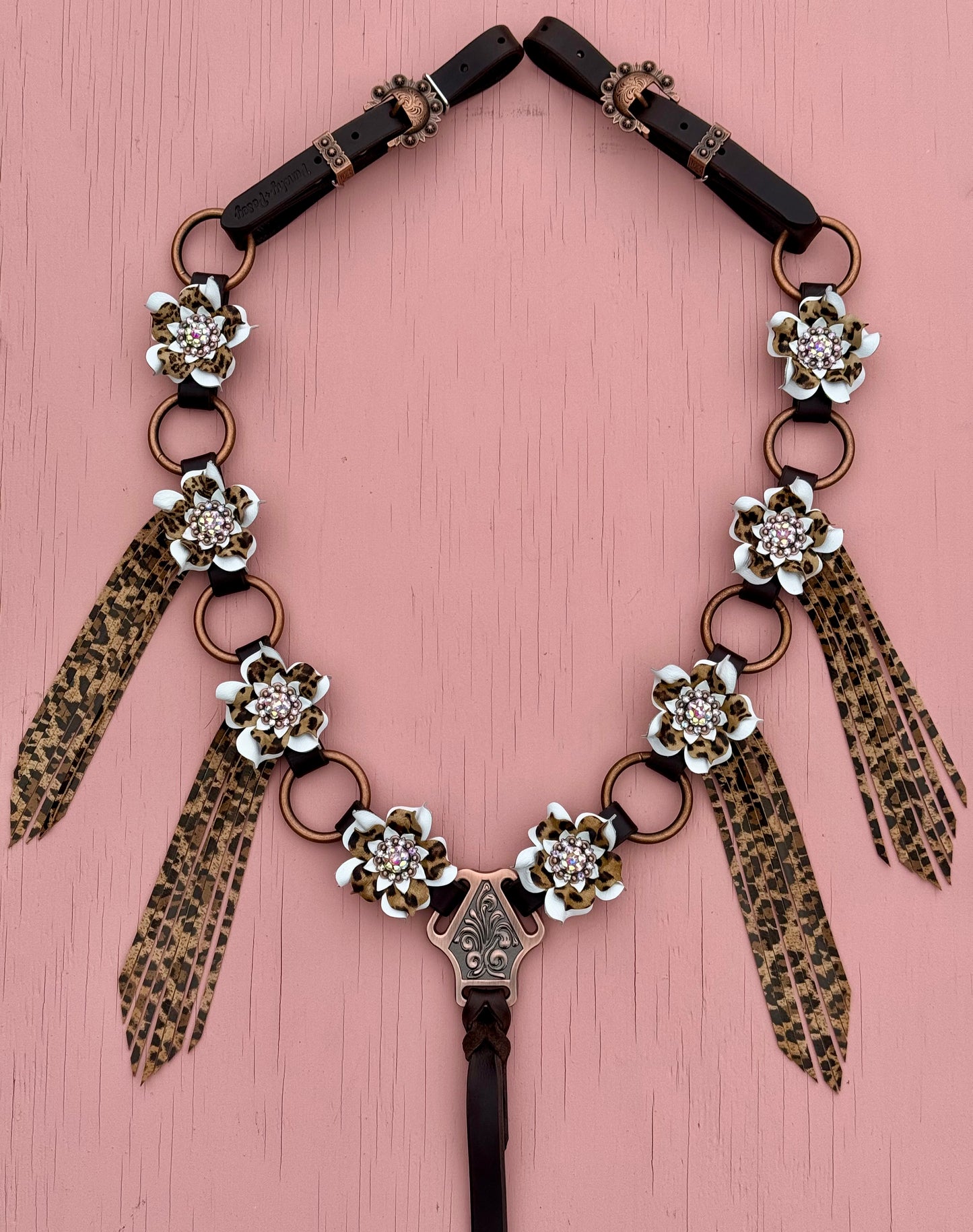 White Cheetah Ring Breast Collar