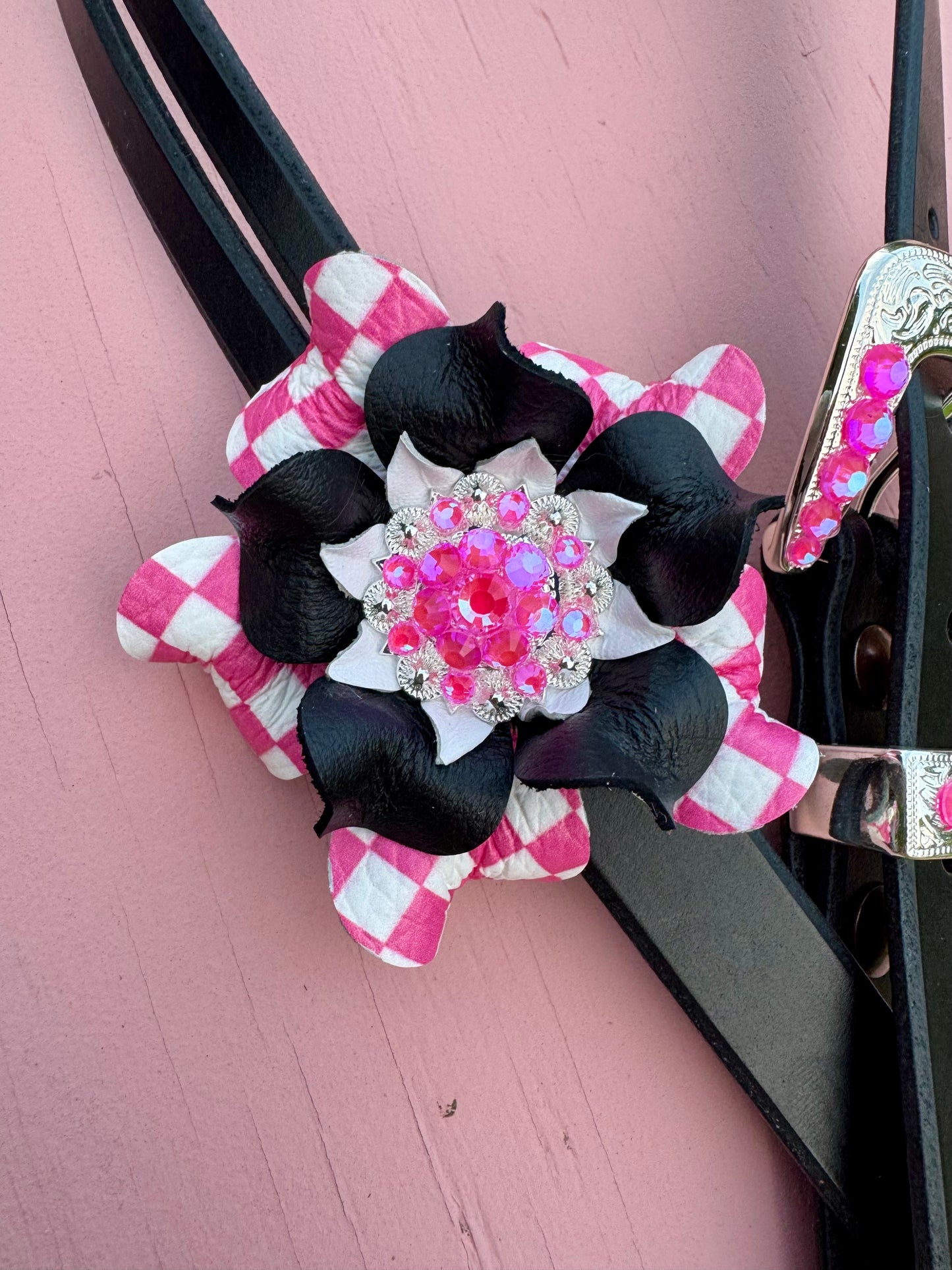 Pink Checker Headstalls