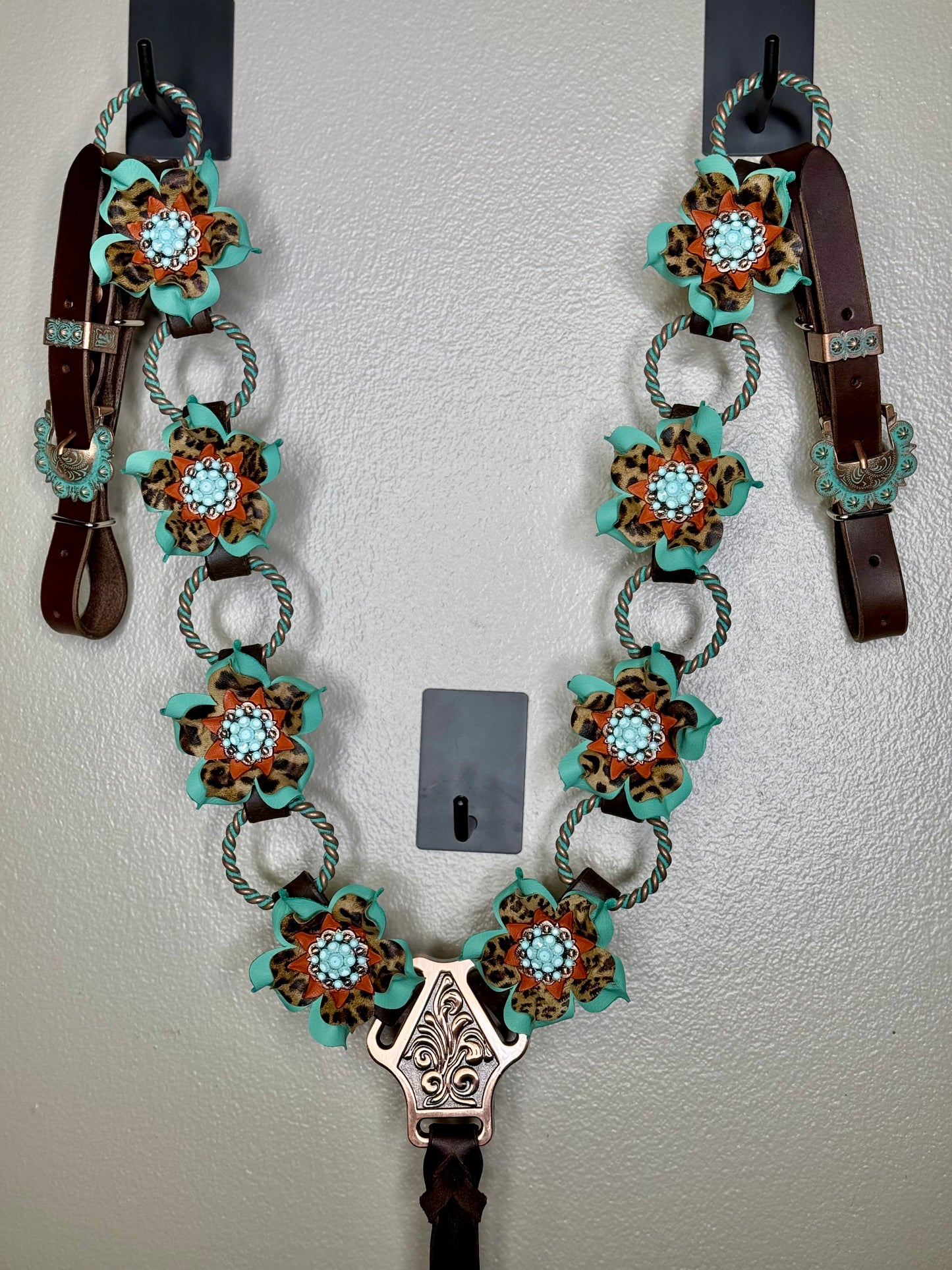 Turquoise Cheetah Posey Ring Breast Collar