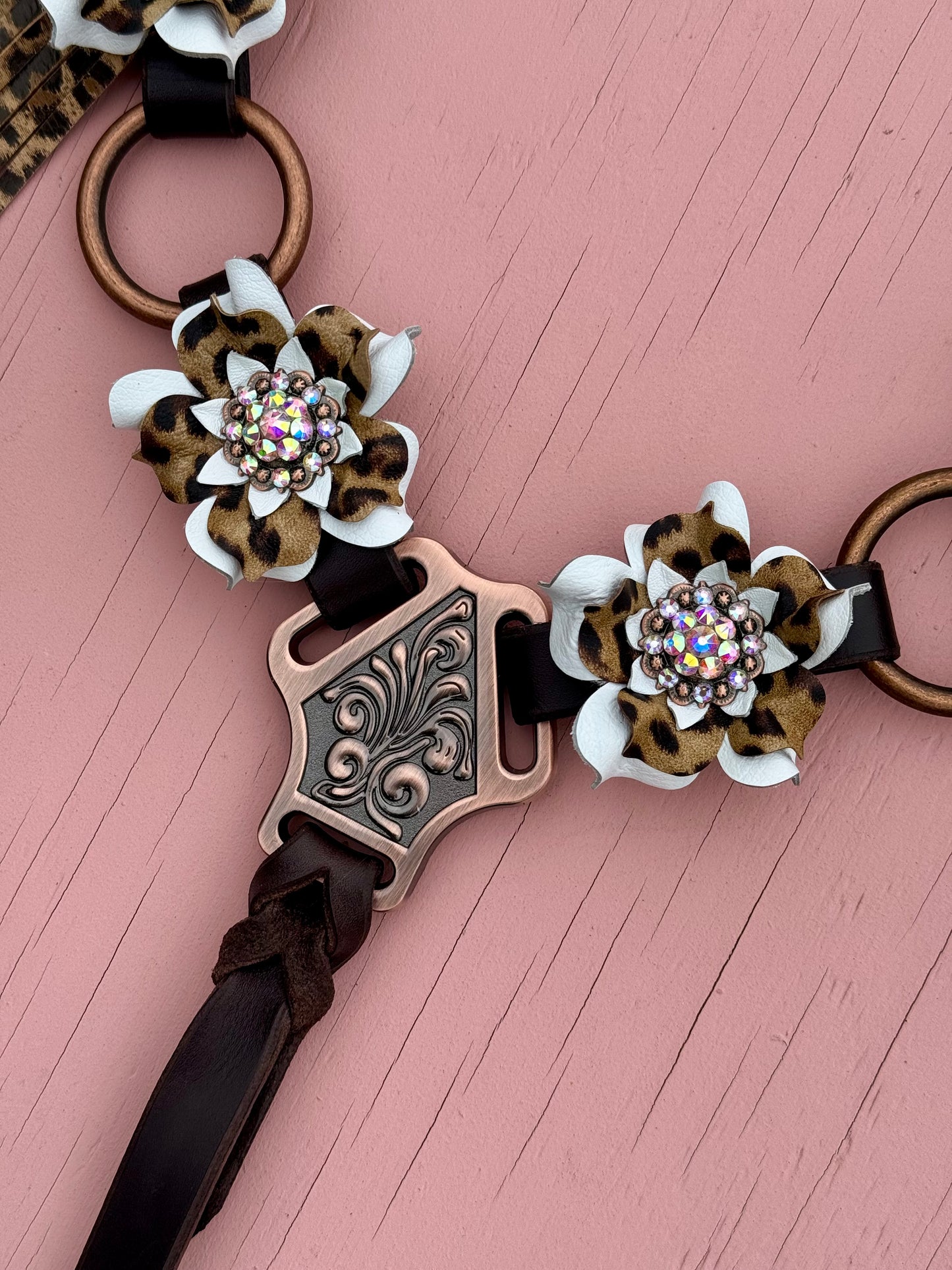 White Cheetah Ring Breast Collar