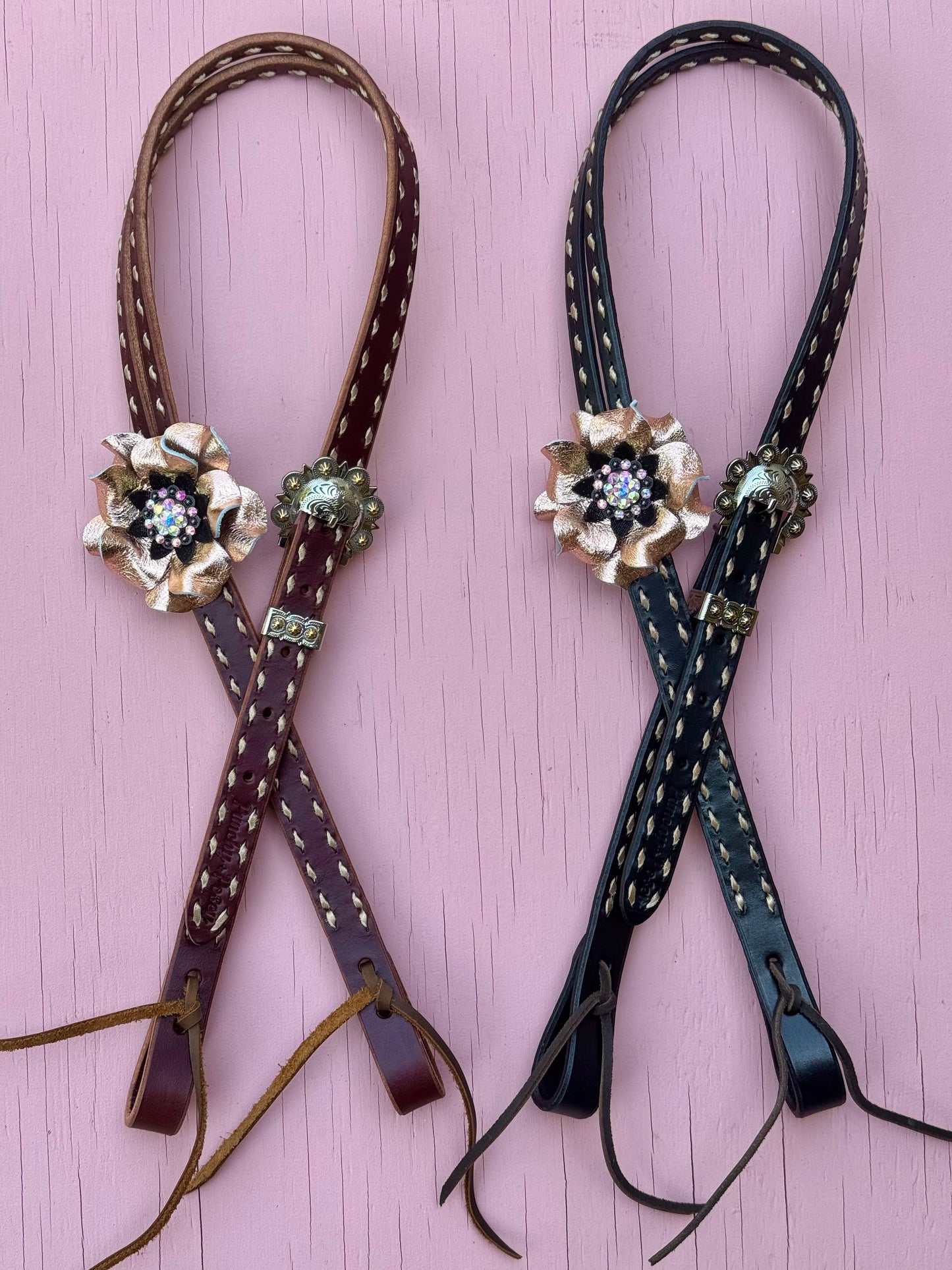 Rose Gold Buckstitch Headstalls