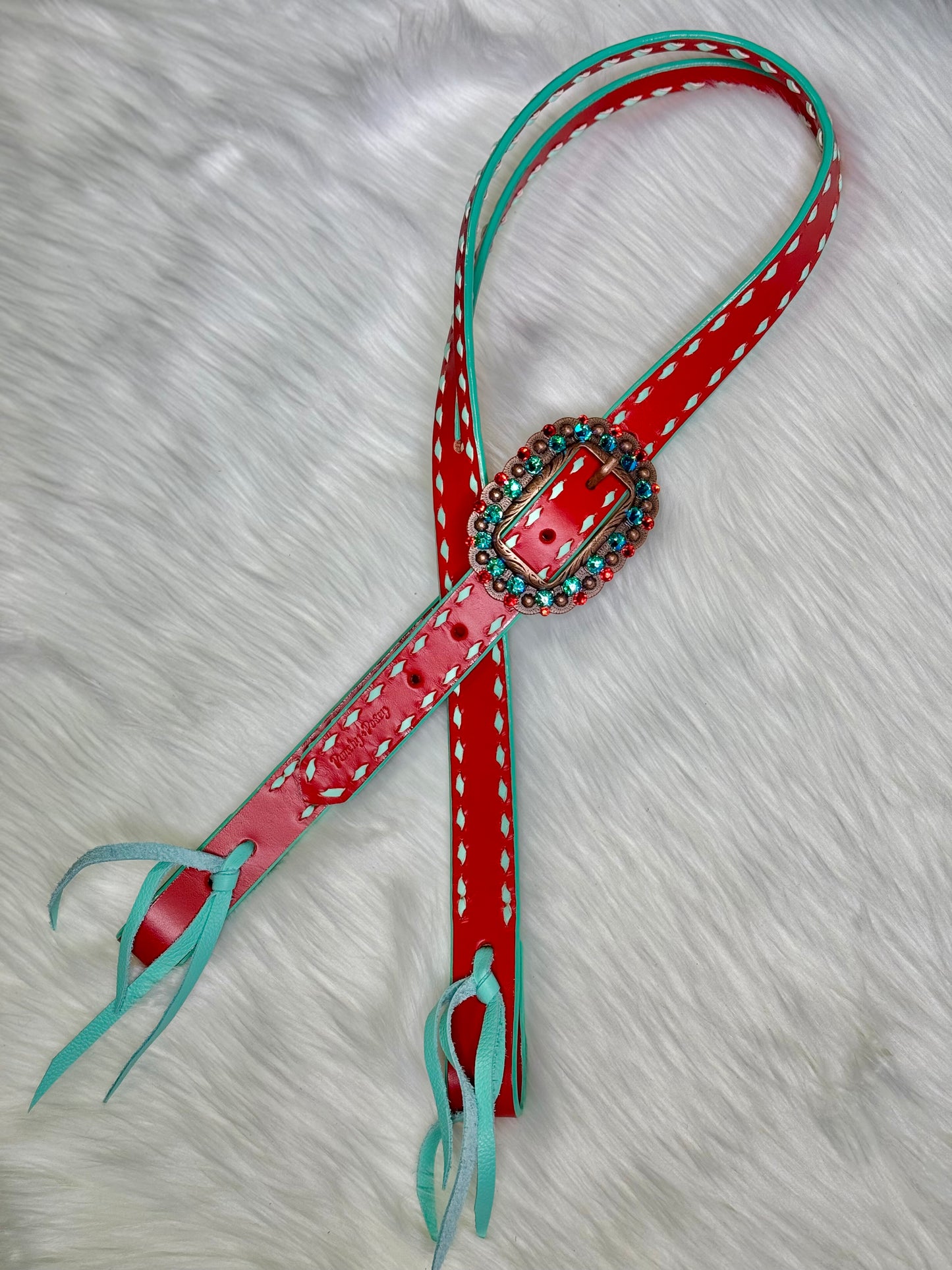 Red/Mint Buckstitch Headstall
