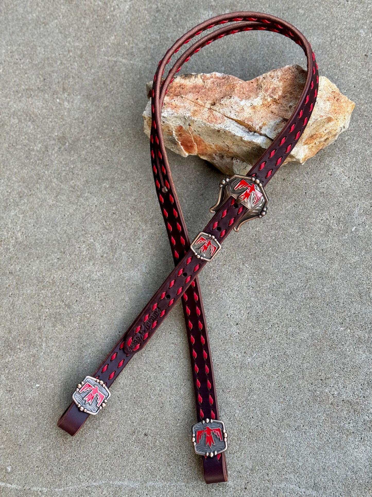 Chocolate & Red Thunderbird Headstall