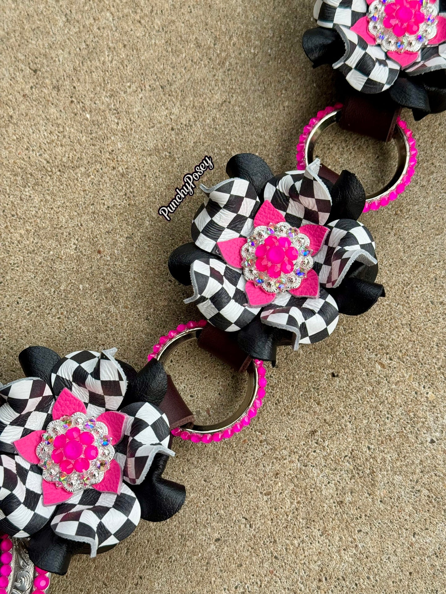 Black Pink Checker Breast Collar