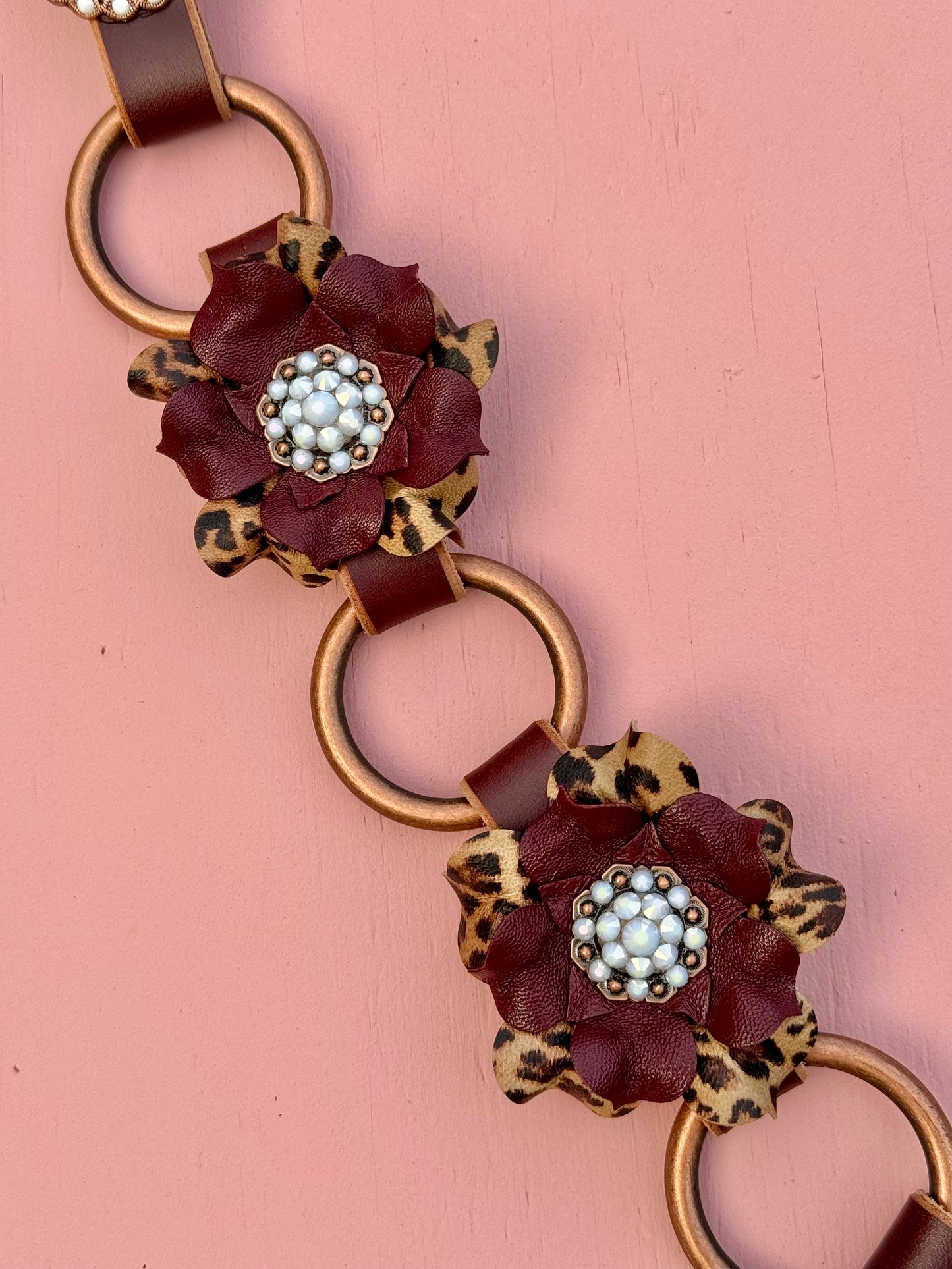 Maroon Cheetah Ring Breast Collar