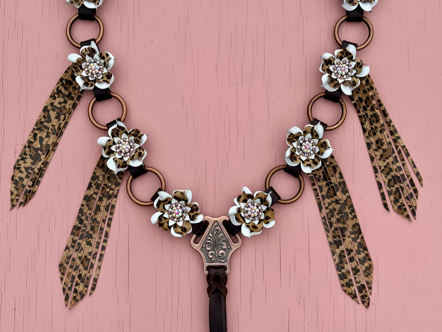White Cheetah Ring Breast Collar