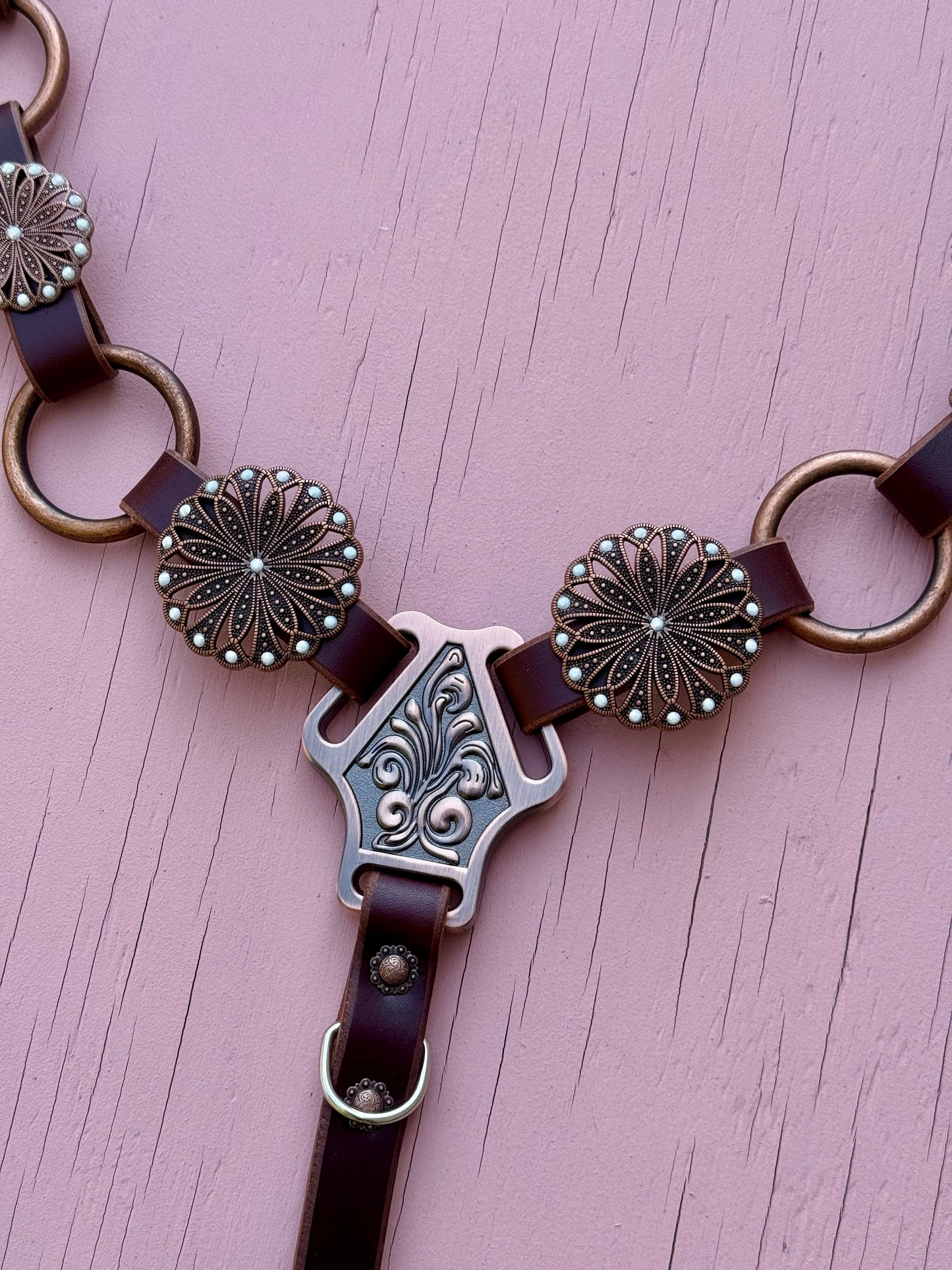 White Concho Ring Breast Collar