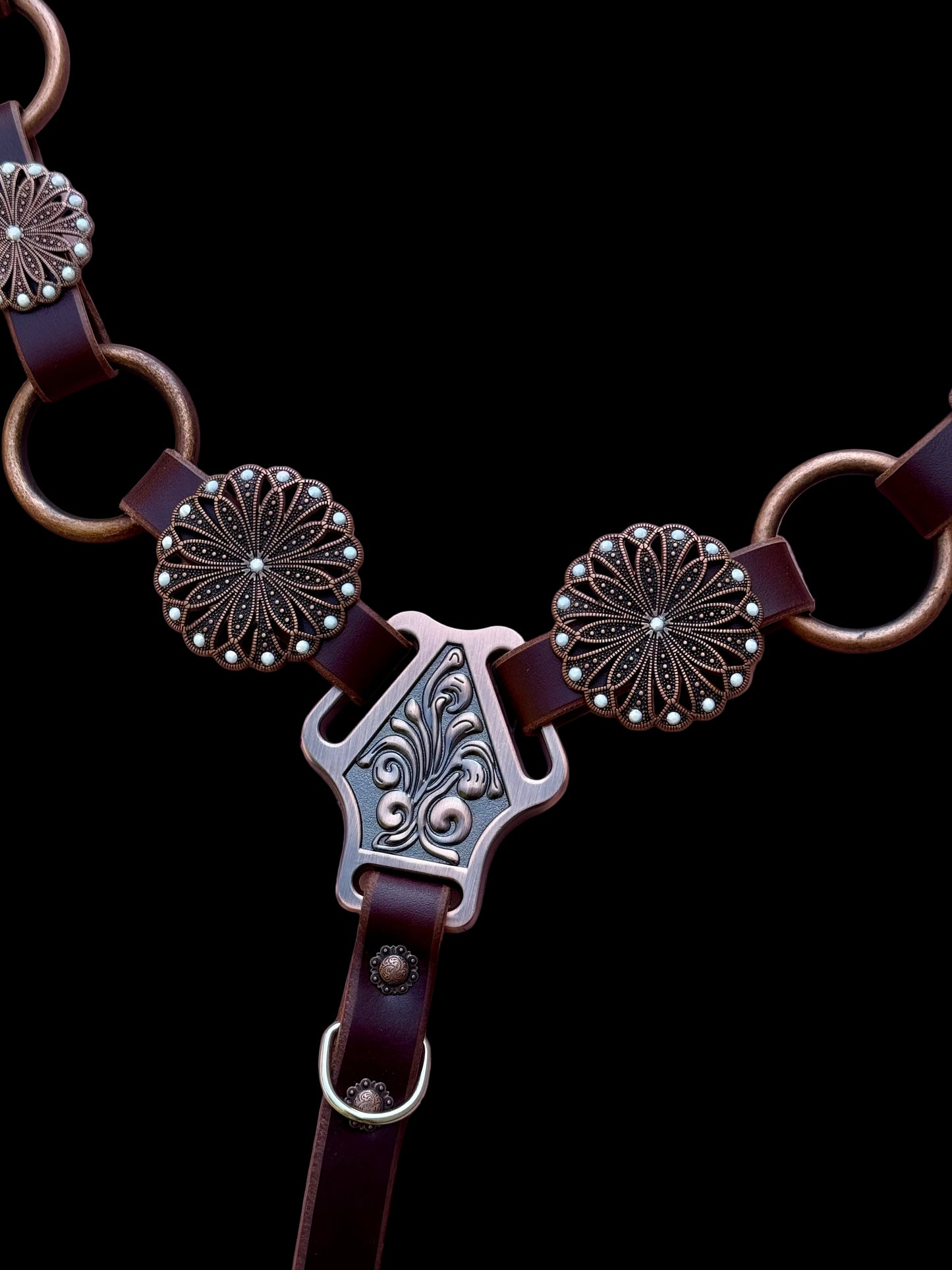 White Concho Ring Breast Collar