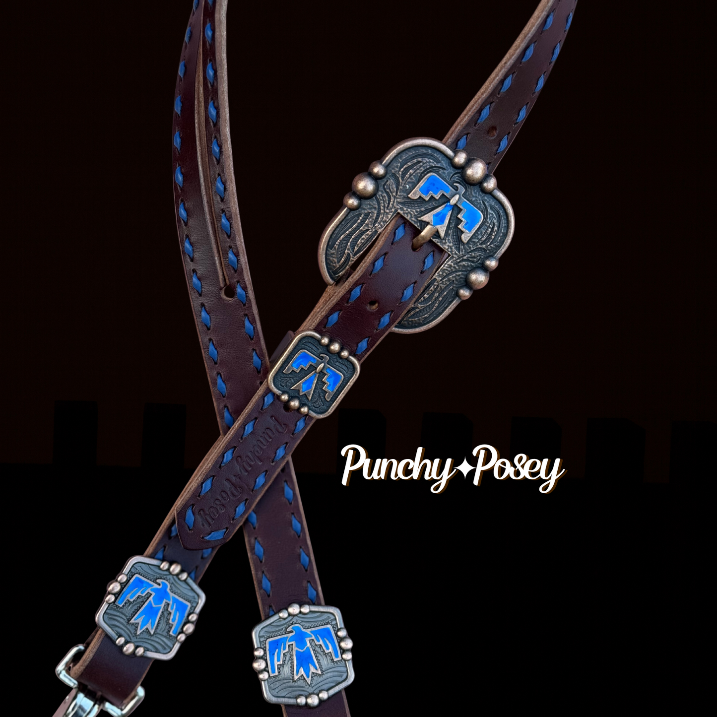 Blue Thunderbird Headstall