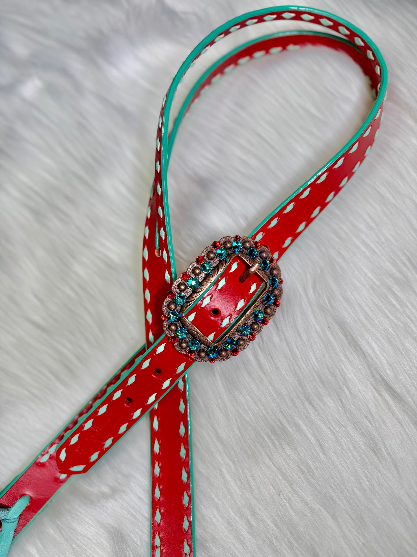 Red/Mint Buckstitch Headstall