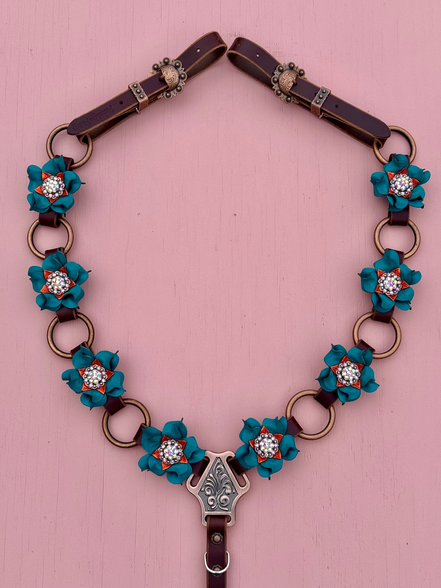 Teal Burnt Orange Ring Breast Collar