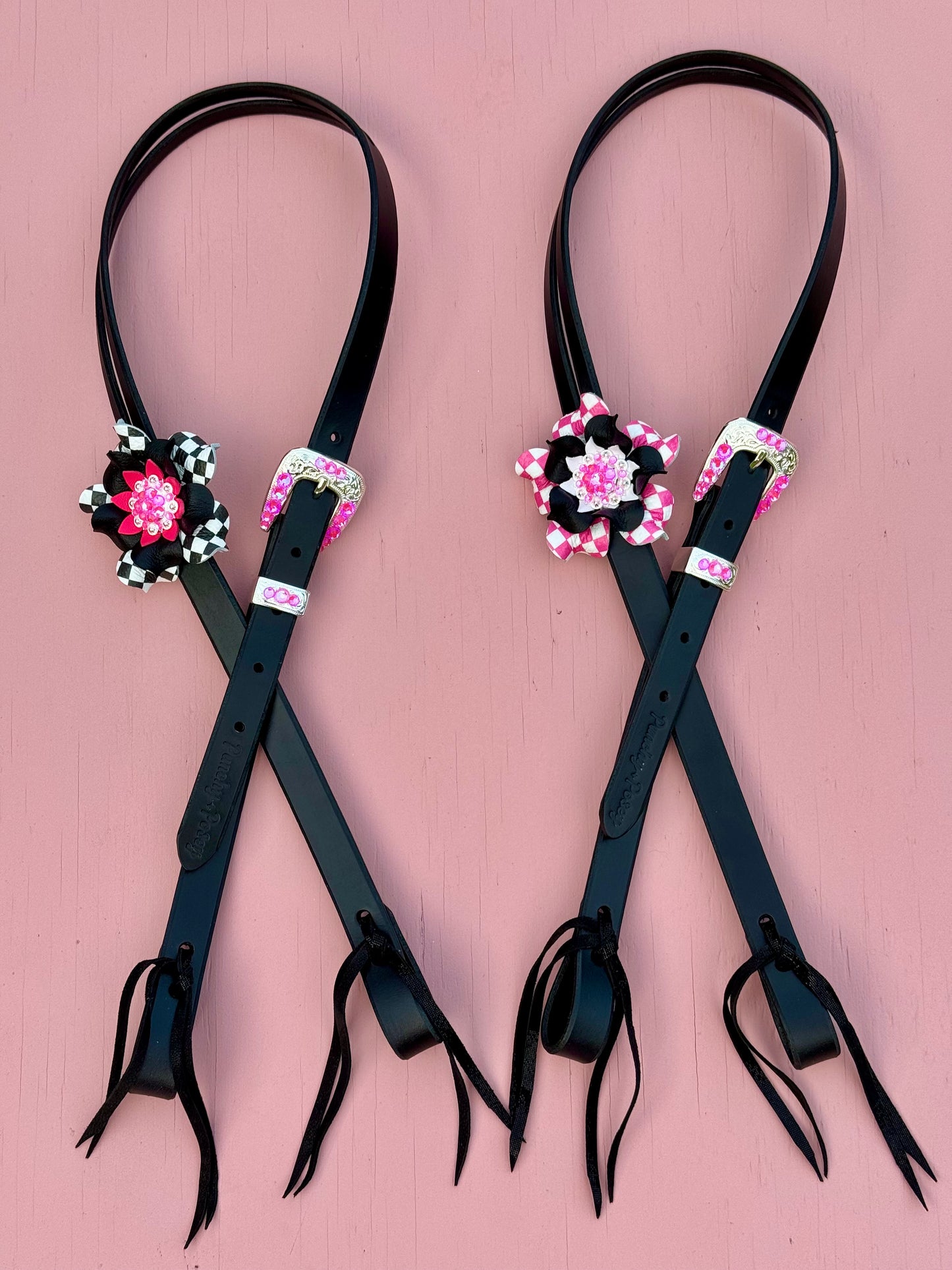 Pink Checker Headstalls