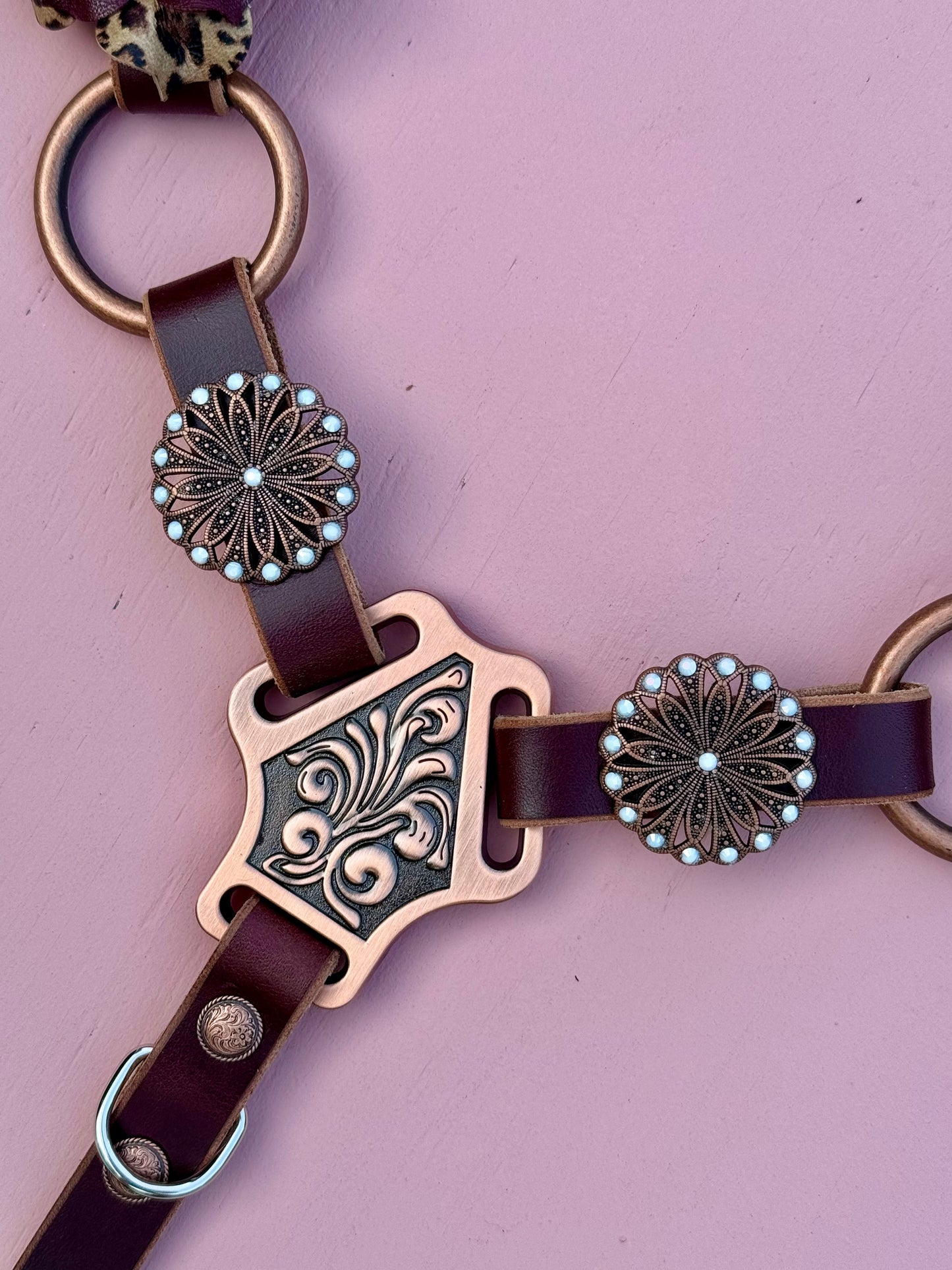 Maroon Cheetah Ring Breast Collar