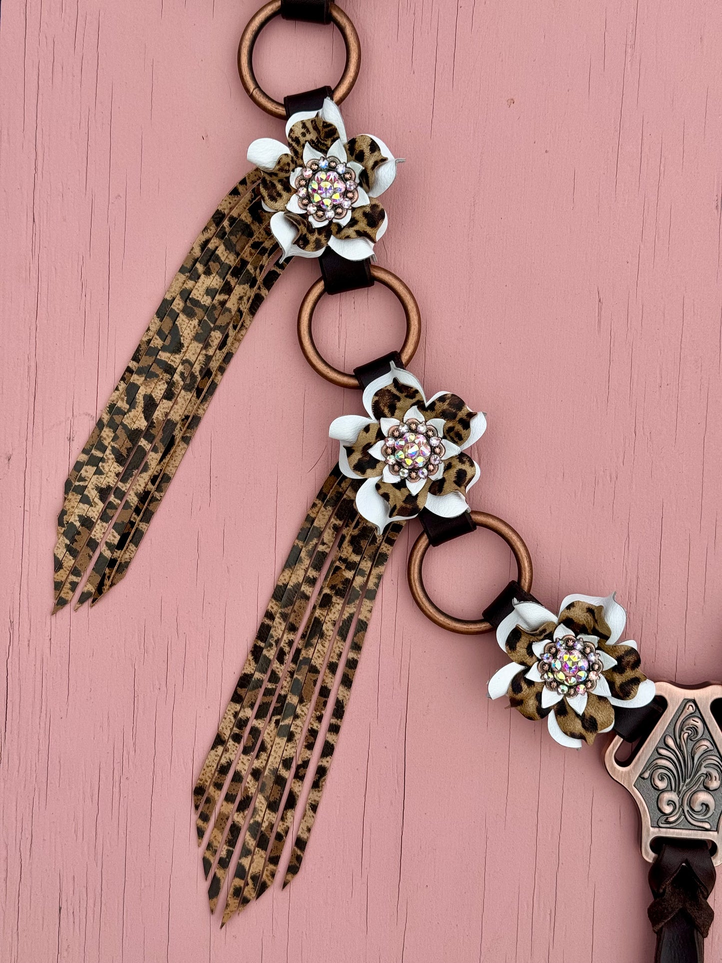 White Cheetah Ring Breast Collar