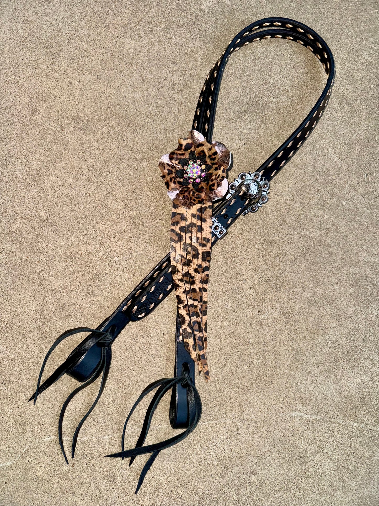 Black Rose Gold Cheetah Headstall