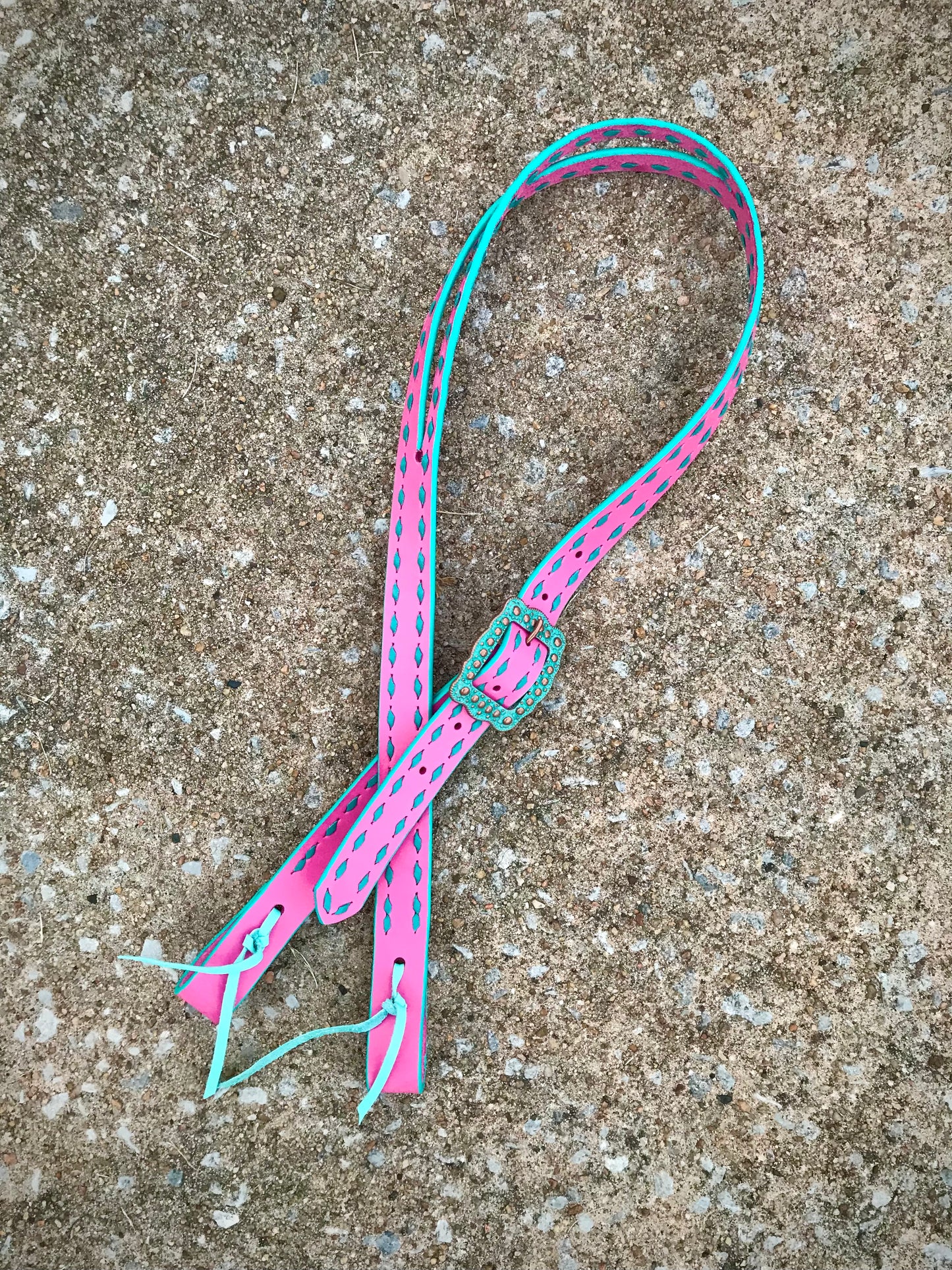 Bubblegum Pink Buckstitch Belt Headstall