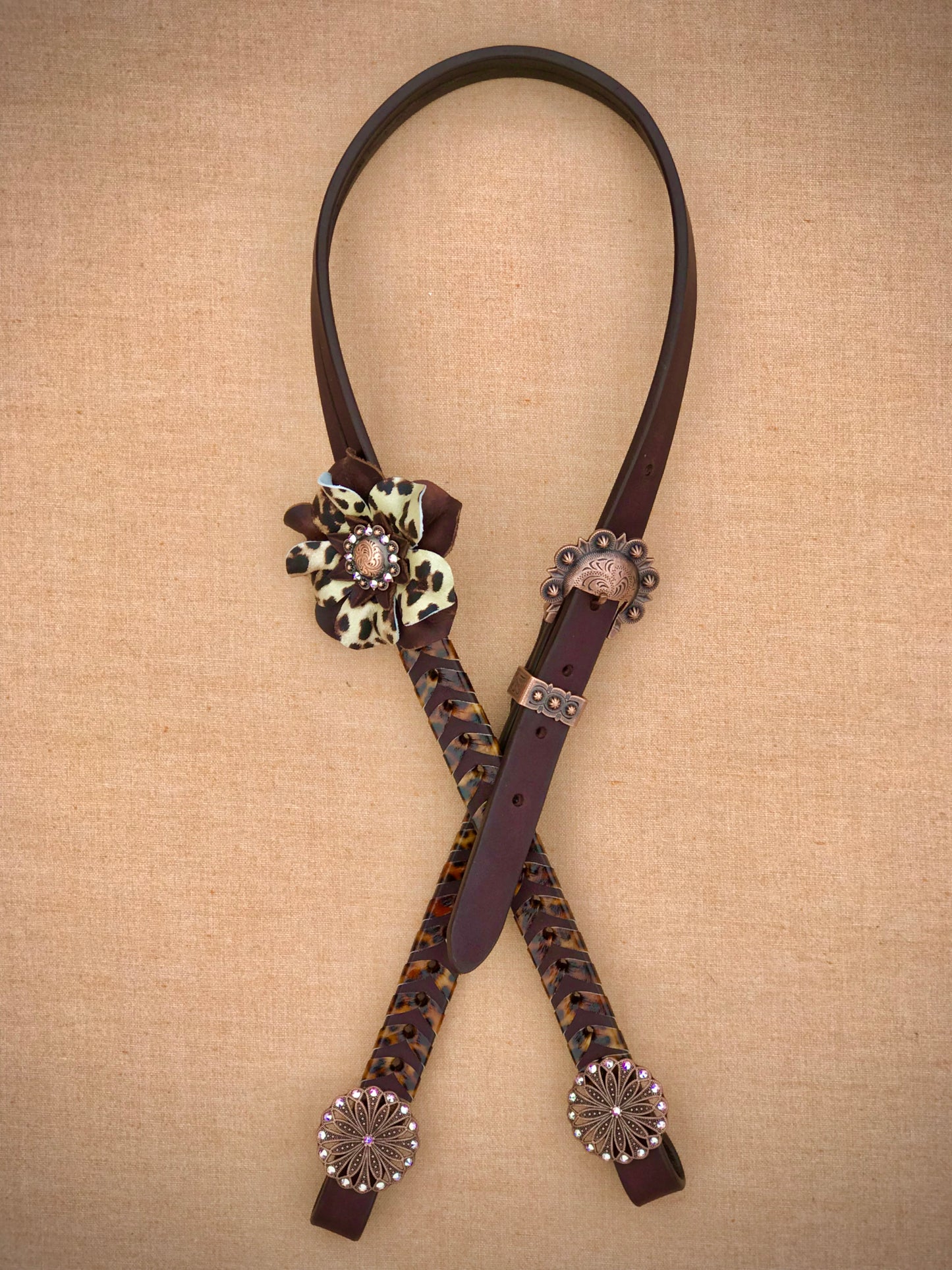 Leopard Laced Headstall with Matching Punchy Posey