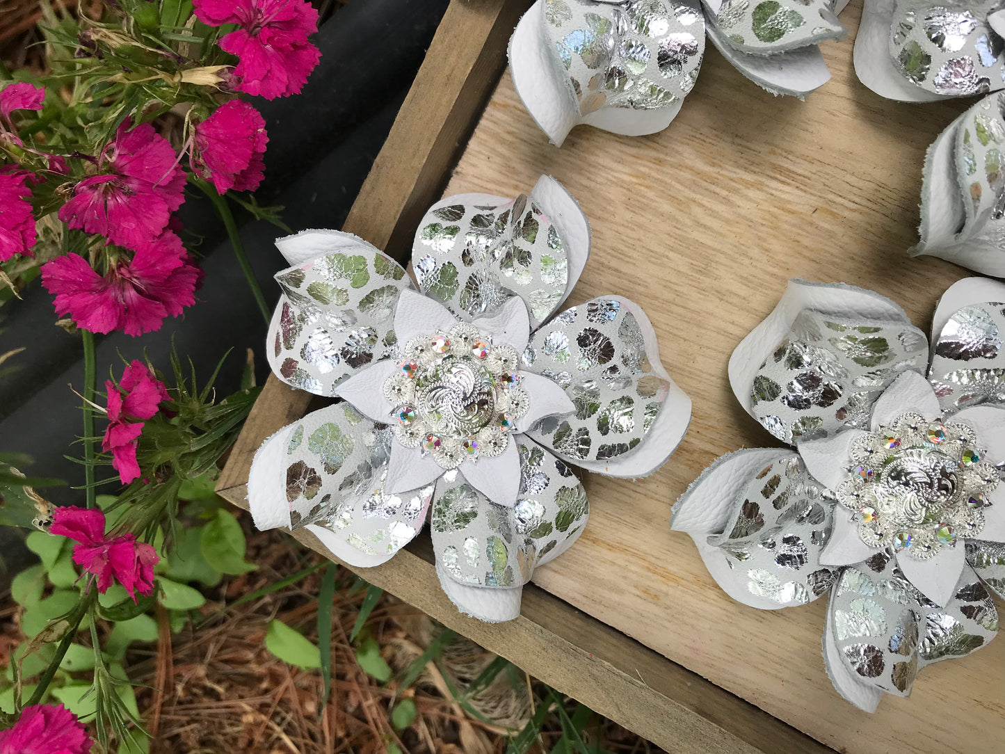 Metallic Silver Cheetah Punchy Posies