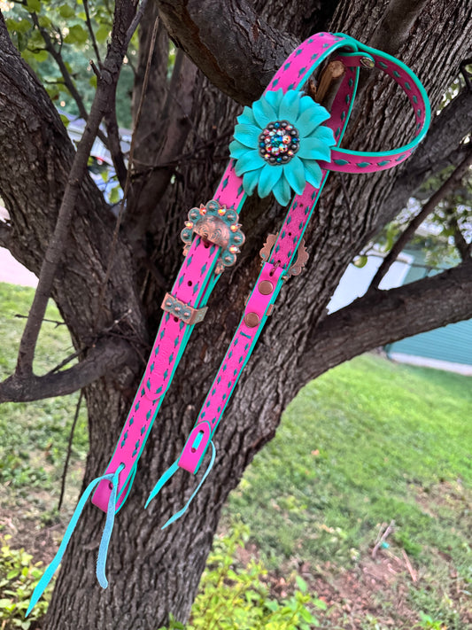 Pink & Turquoise Pony Headstall