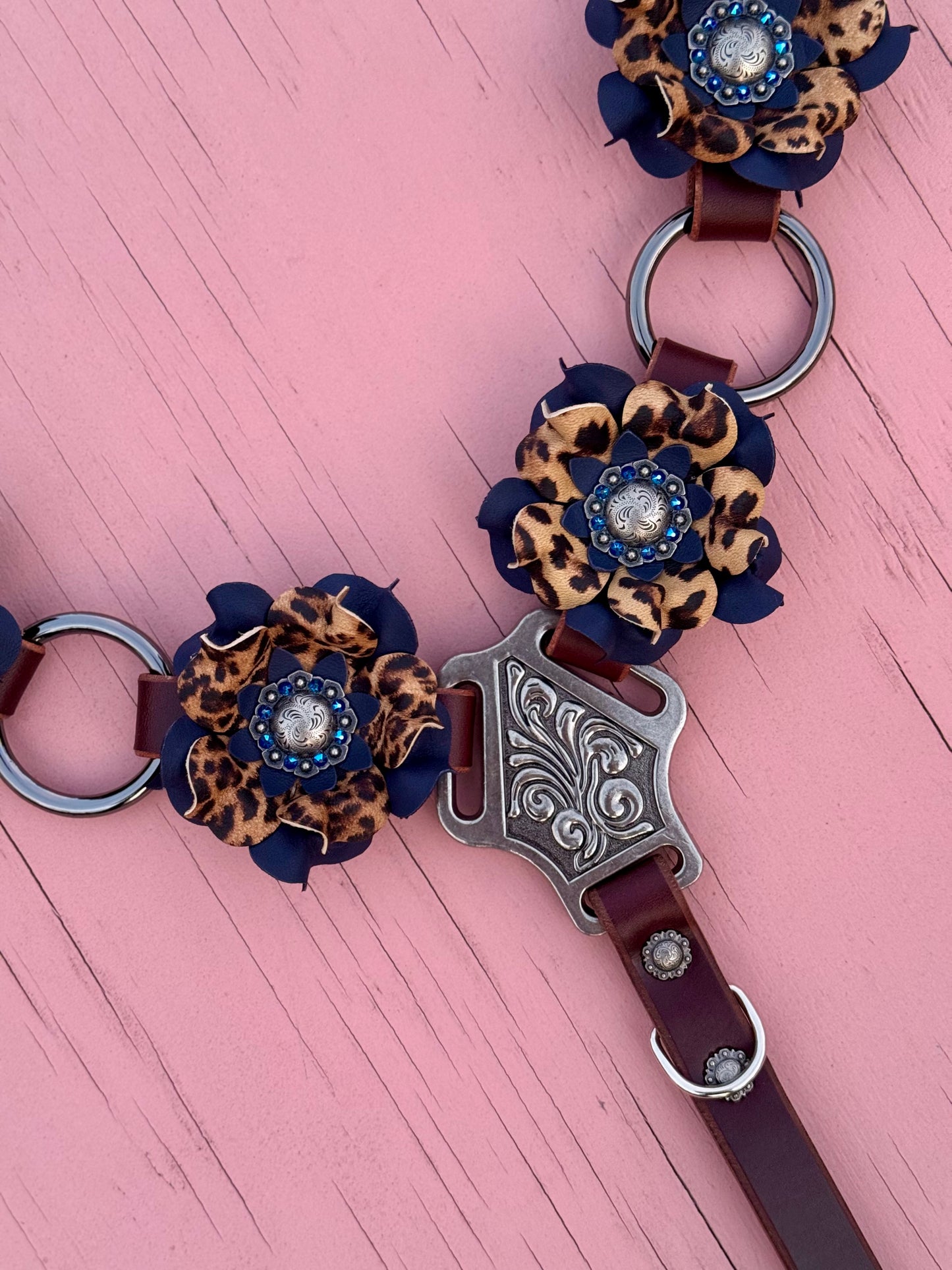 Navy Cheetah Ring Breast Collar