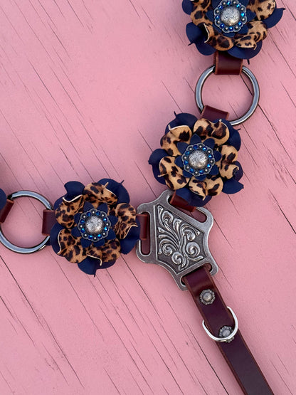 Navy Cheetah Ring Breast Collar