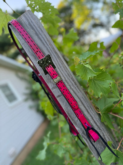 Pink & Black Bling Fringe Headstall