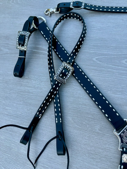 Black & White Buckstitch Tack Set