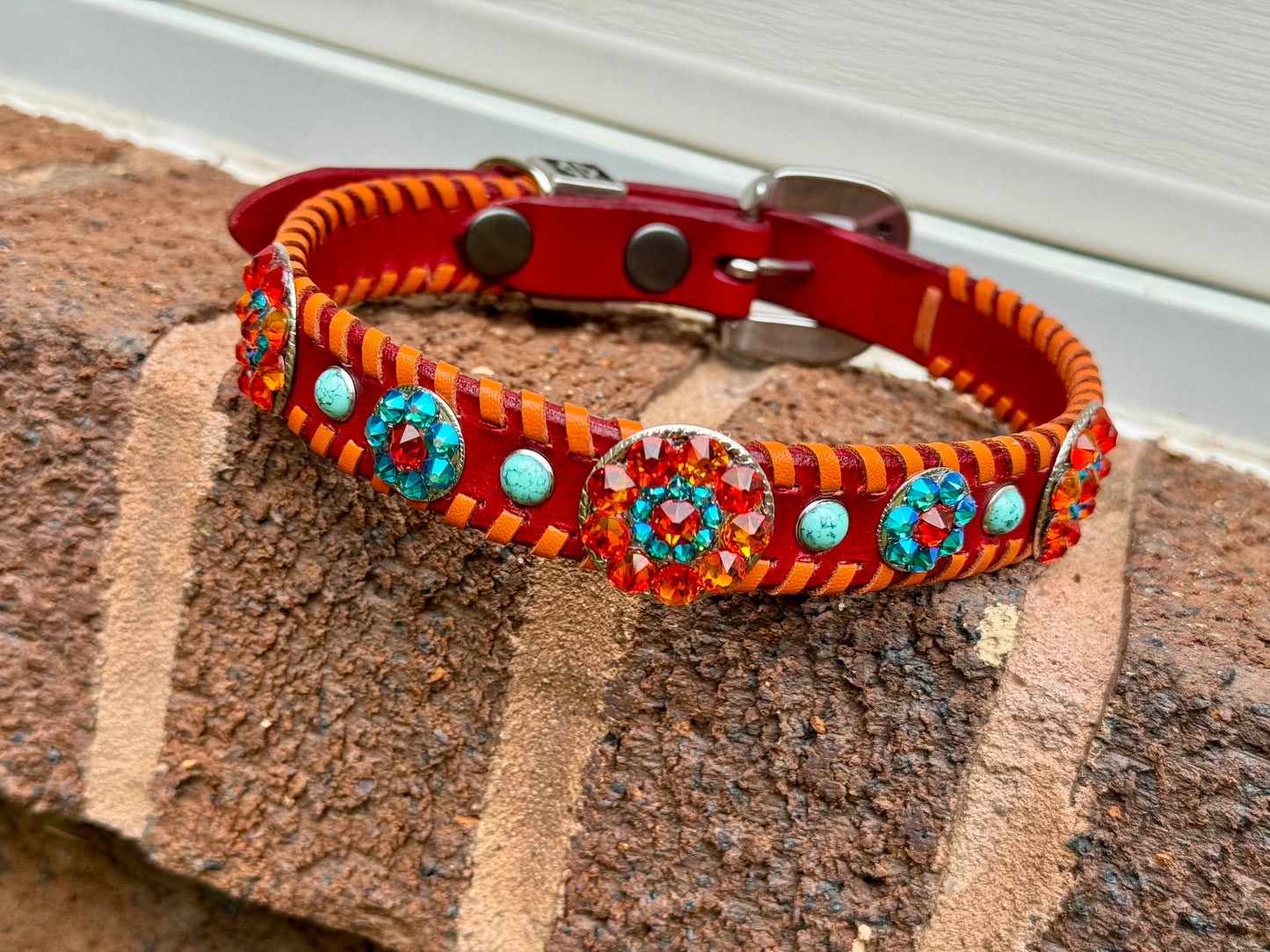 Red and Orange Bling Couture Collar