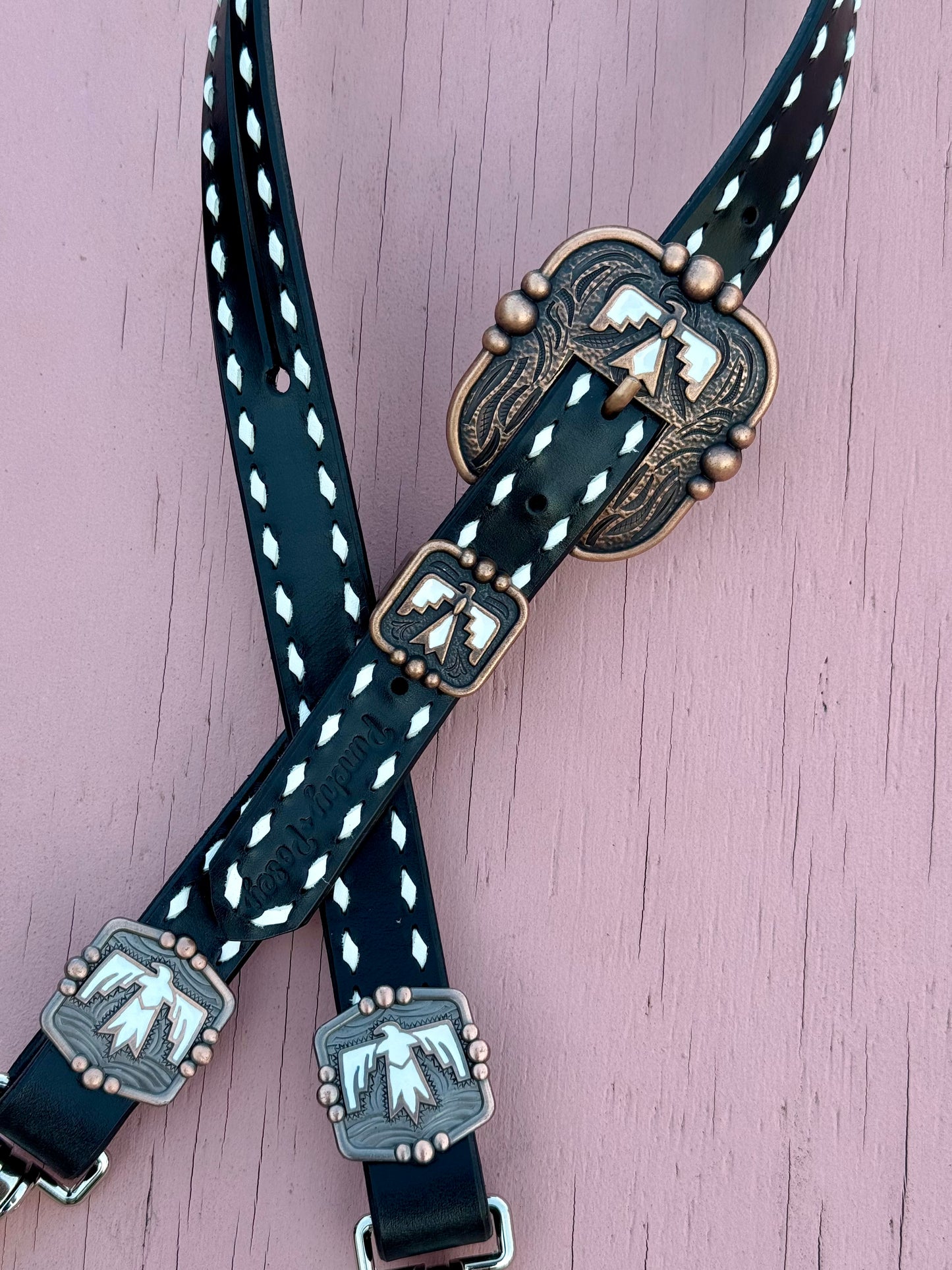 Black and White Thunderbird Headstall