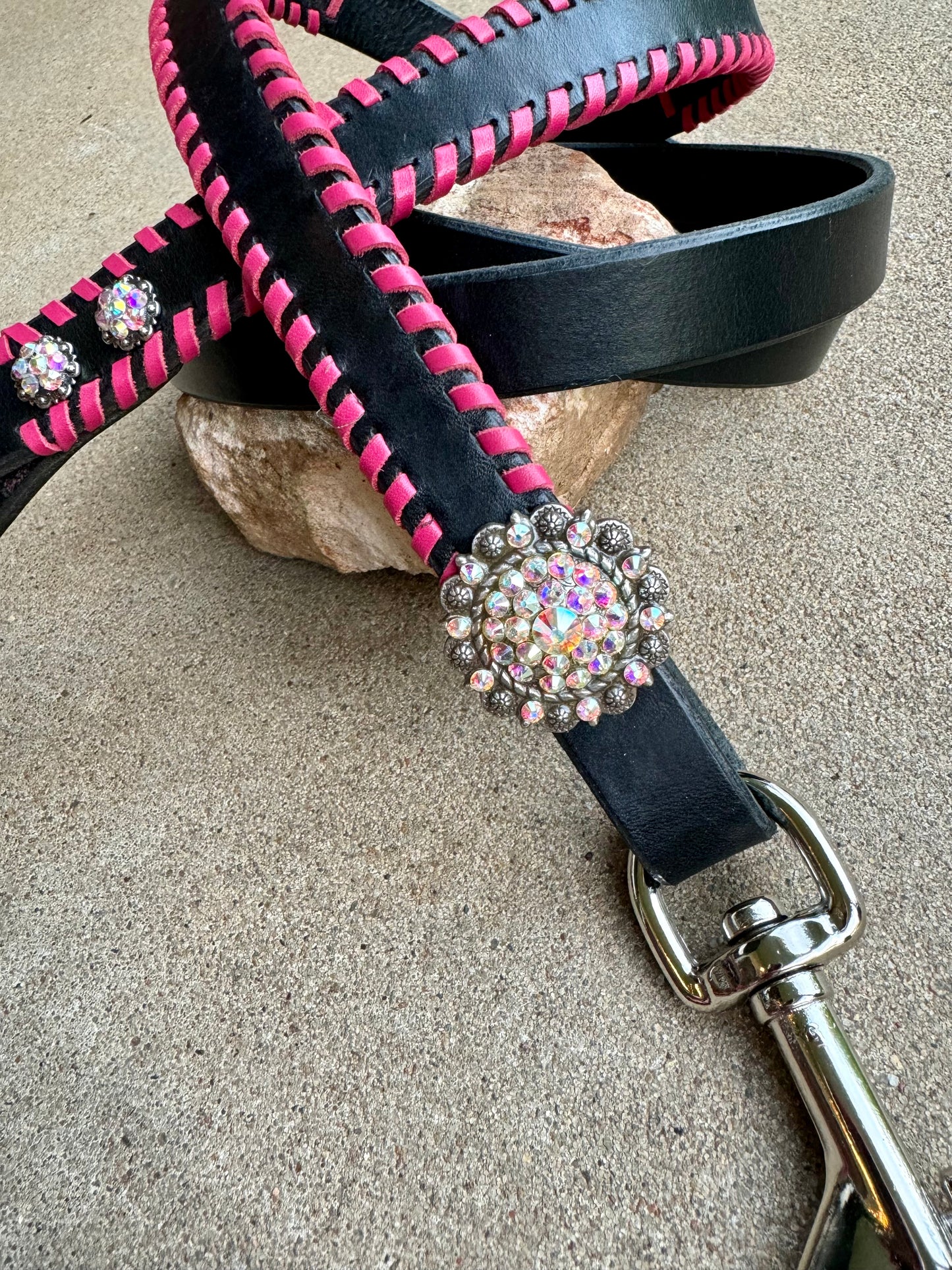 Black Whipstitch Dog Leash