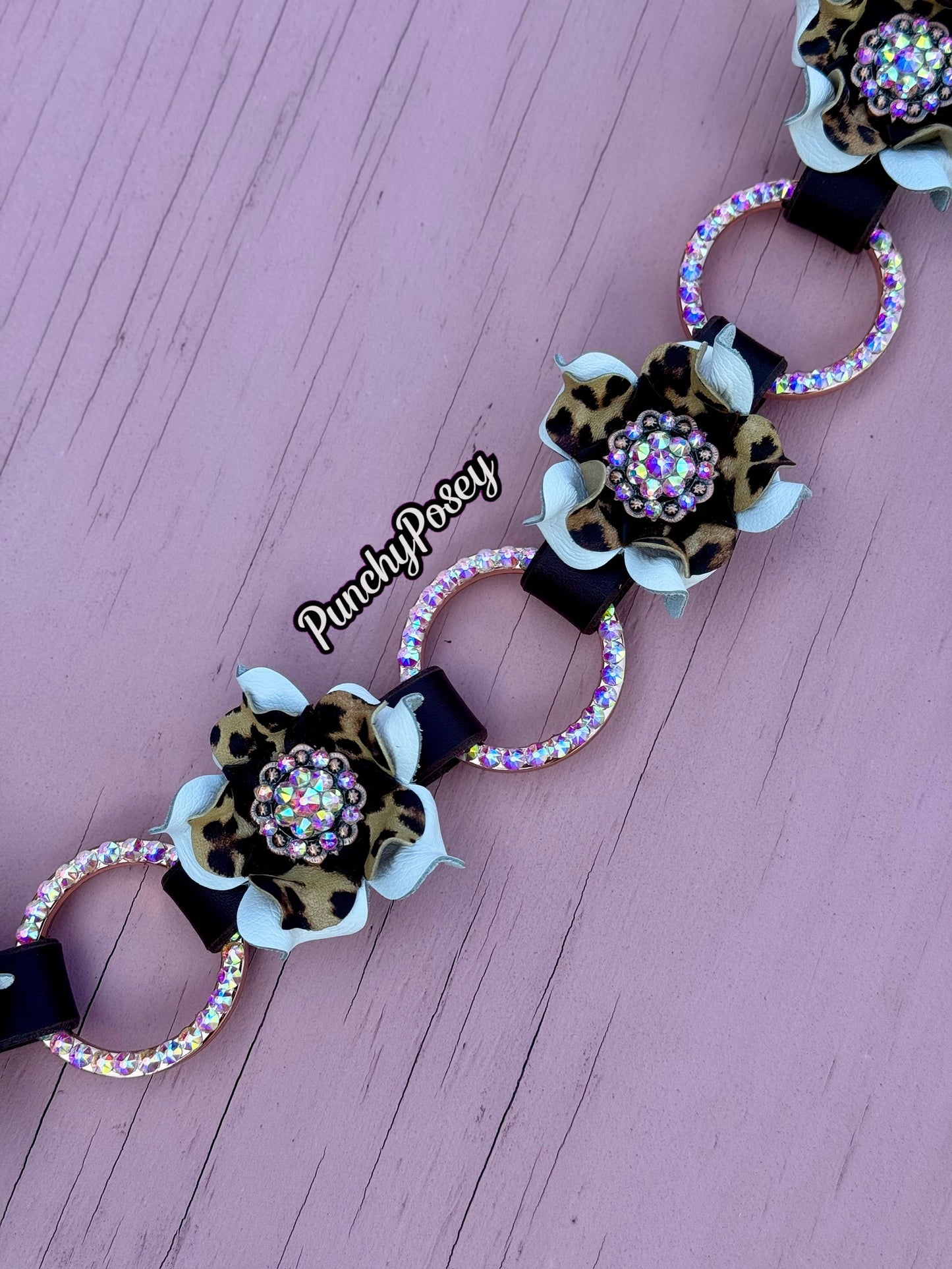 White Cheetah Bling Ring Breast Collar