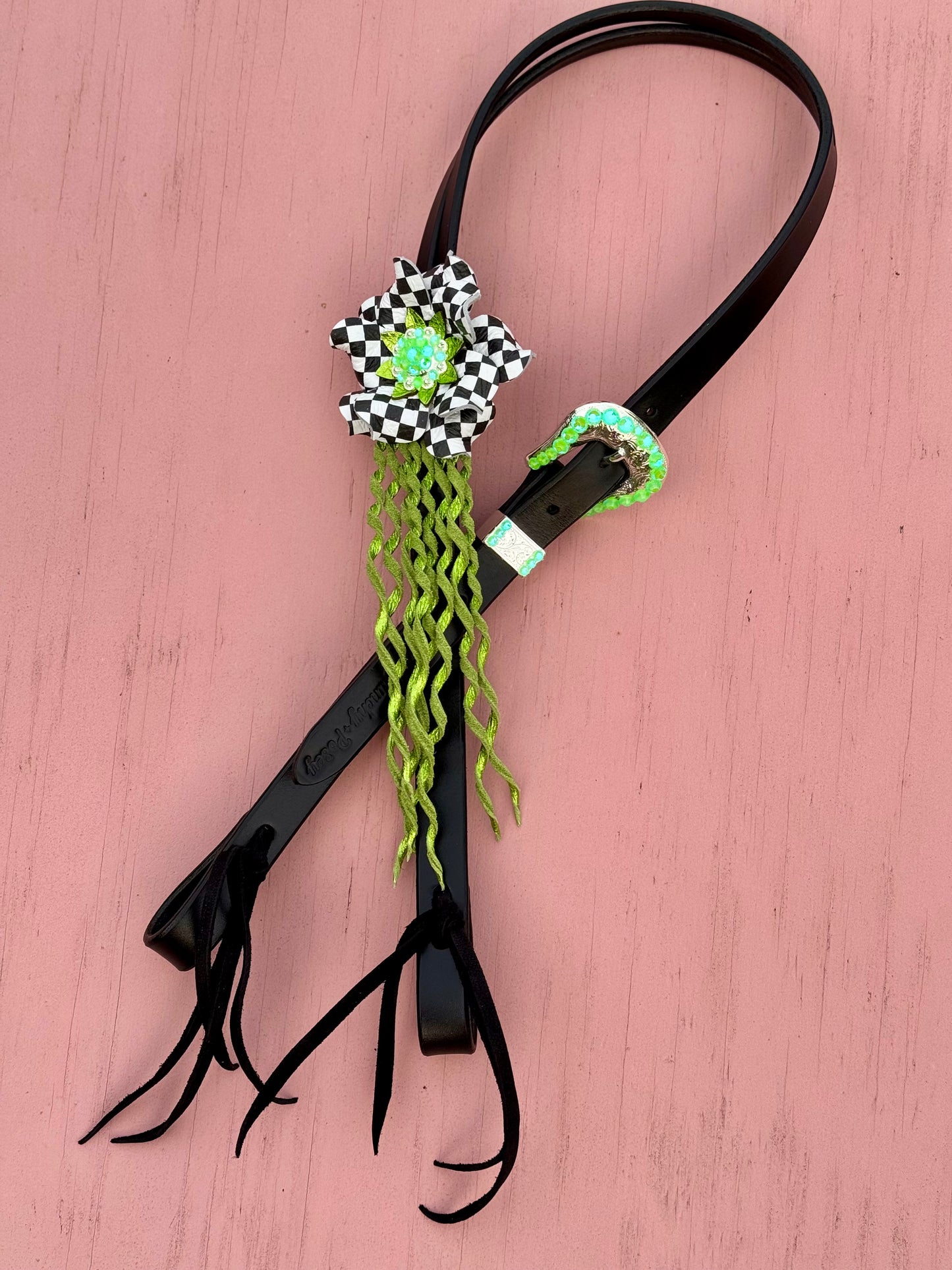 Checker Lime Headstall