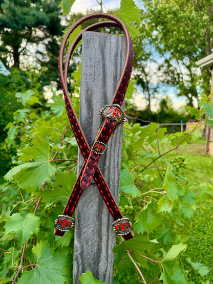 Chocolate & Red Thunderbird Headstall