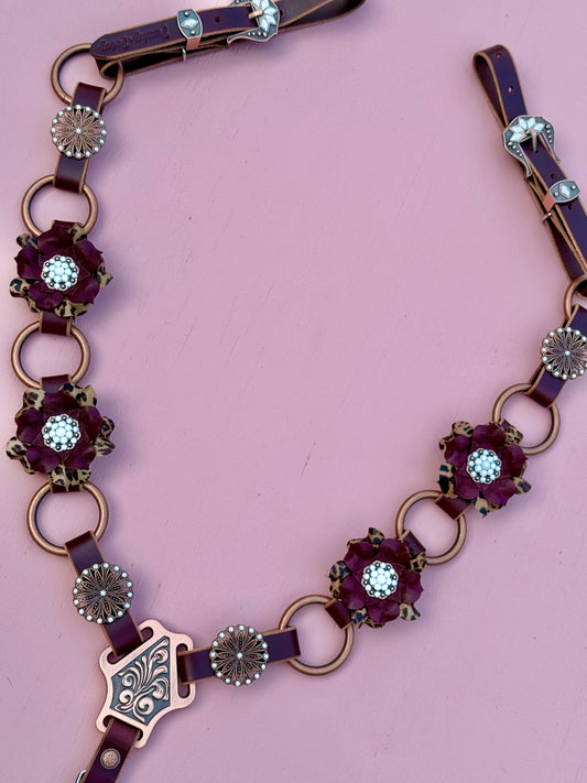 Maroon Cheetah Ring Breast Collar